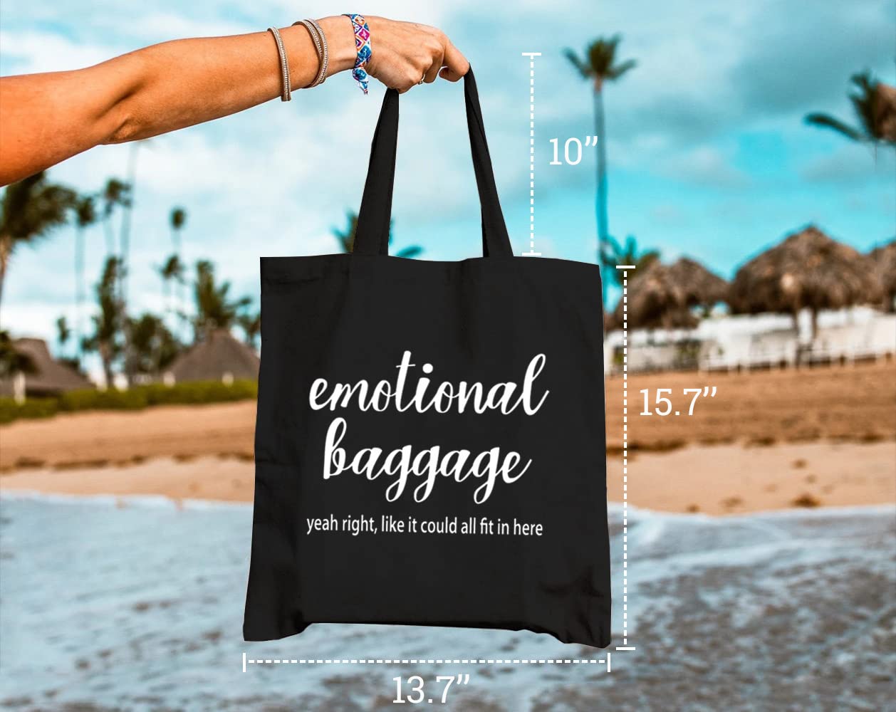 Funny Emotional Baggage Canvas Tote Bag for Women - Reusable Grocery Shopping Bag, Work & Travel Shoulder Bag - Great Gift for Girls & Women - Perfect for Work Commute, Beach Trips & Daily Errands