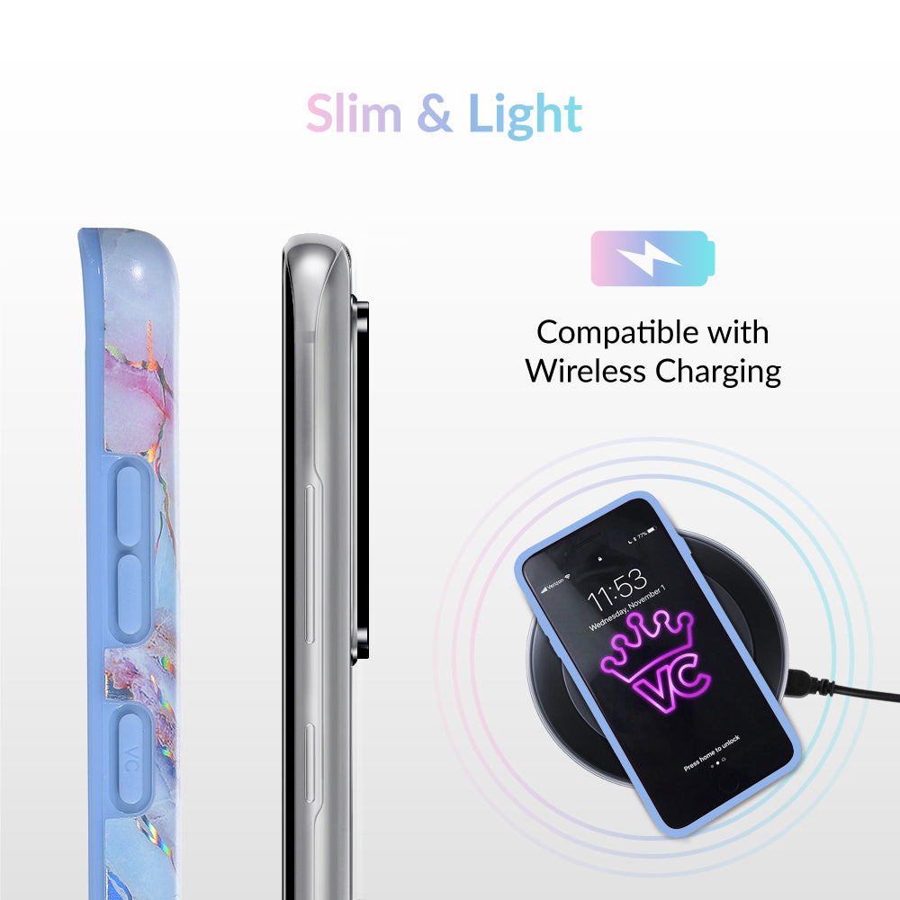 Holo Moonstone Marble Phone Case for Samsung Galaxy S21/S22/S23 - Protective Slim Cover with Unique Marble Design | Perfect for Everyday Use, Work & Travel