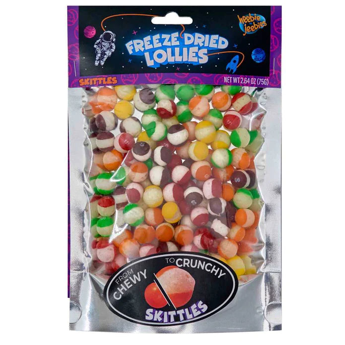 Freeze Dried Skittles Candy - 75g Bag of Crunchy Fruit Flavors | Perfect for Snacking, Movie Nights & Party Favors