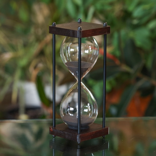 30 Minute Square Wood Hourglass with Black Spindles - Perfect for Classroom, Office, and Home Decor