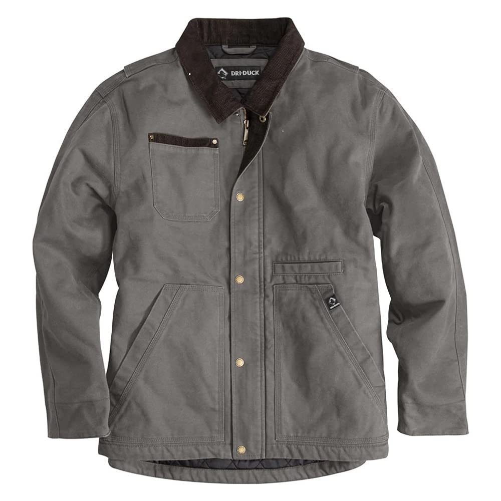 DRI Duck Rambler Boulder Cloth Jacket - Tall Size Large, Gravel Color - Waterproof Outdoor Work Jacket for Hiking, Camping & Construction