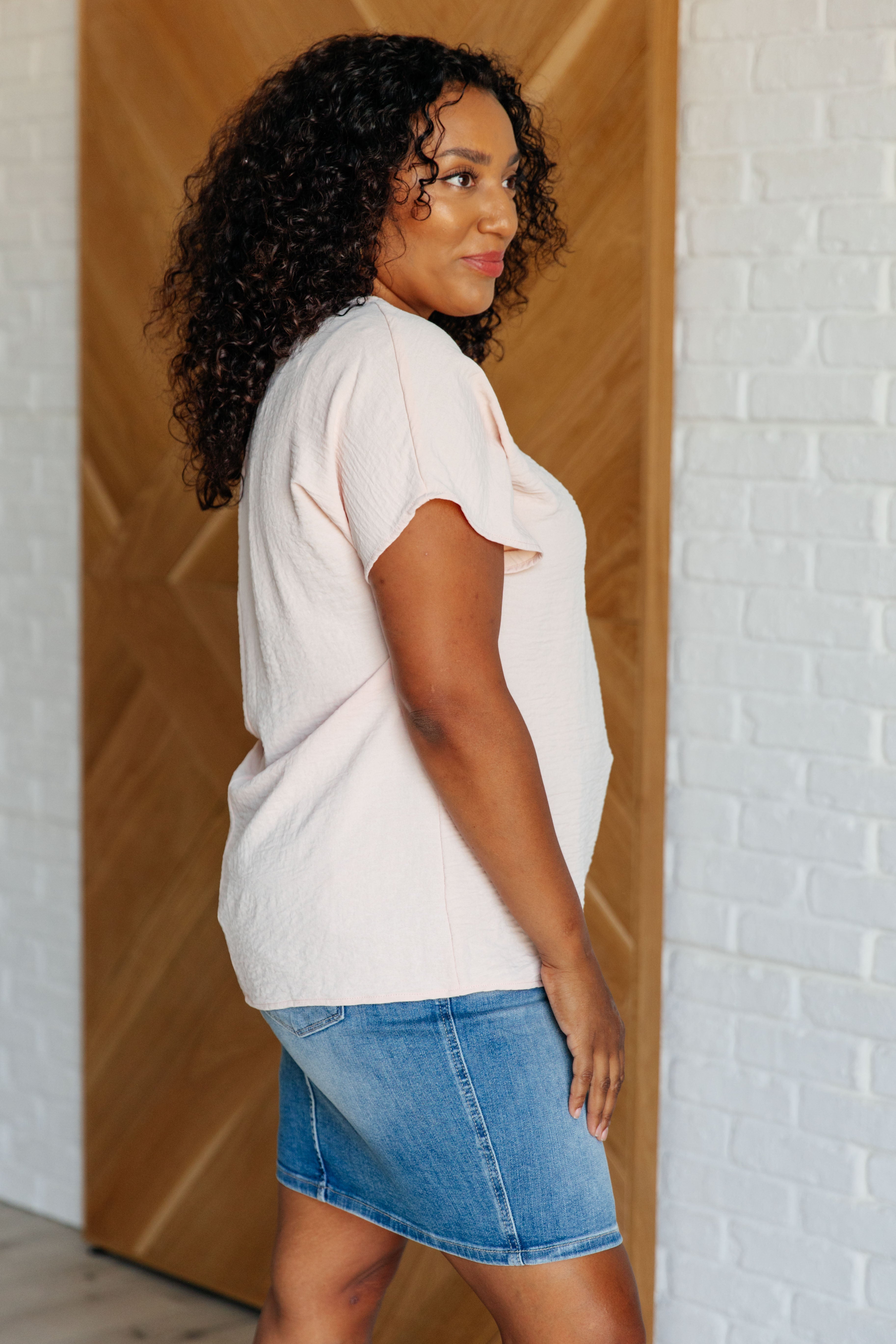 Blush V Neck Top for Women - Soft & Comfortable FAQ T-Shirt - Perfect for Casual Wear, Work & Everyday Outfits