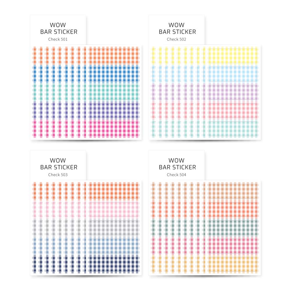 Monolike Wow Bar Sticker Check Set - Mini Cute Square Stickers for Planners, Journals, Scrapbooks & DIY Crafts | Kawaii Decorative Stickers for Bullet Journaling, Gift Wrapping & Stationery