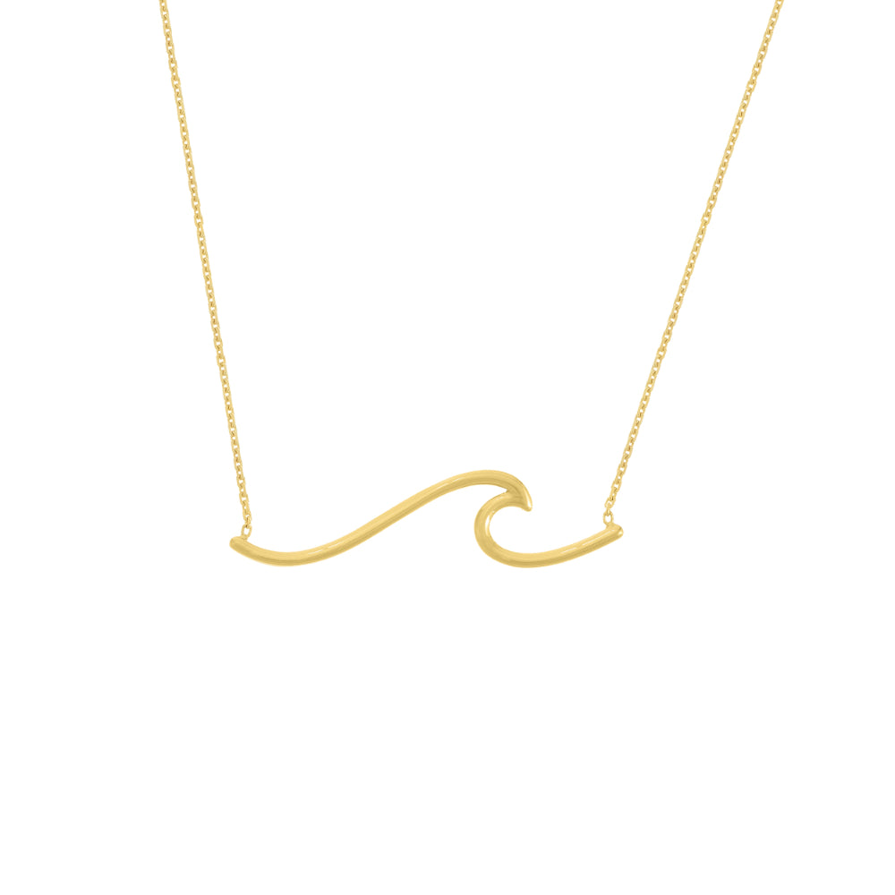 14K Gold Wave Pendant Necklace for Women - Dainty Minimalist Layering Jewelry - Perfect for Everyday Wear, Gifts & Special Occasions