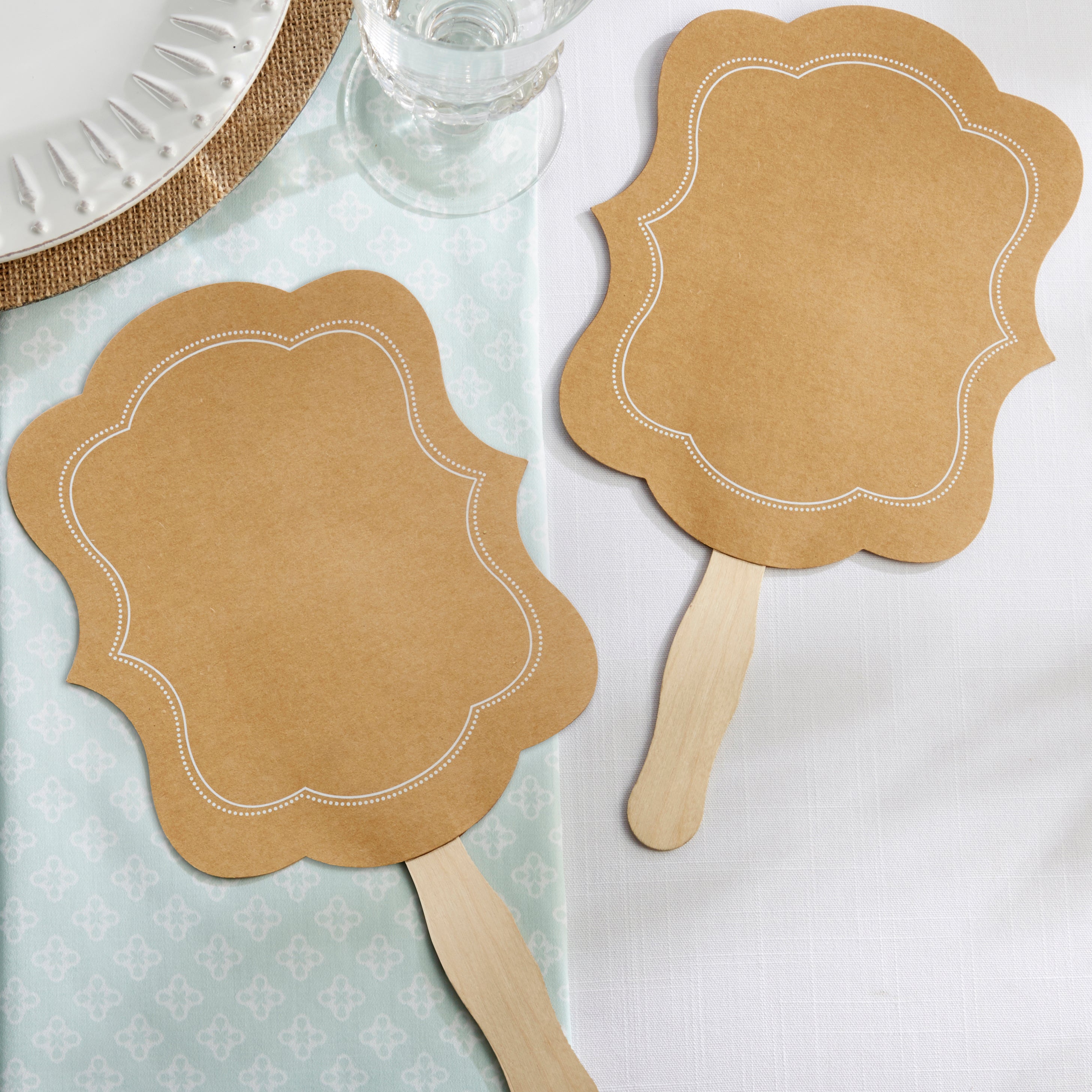 Personalized Kraft Hand Fan Set of 20 - Eco-Friendly Paper Fans for Weddings, Parties & Outdoor Events - Custom Printed Handheld Fans for Guests & Decorations