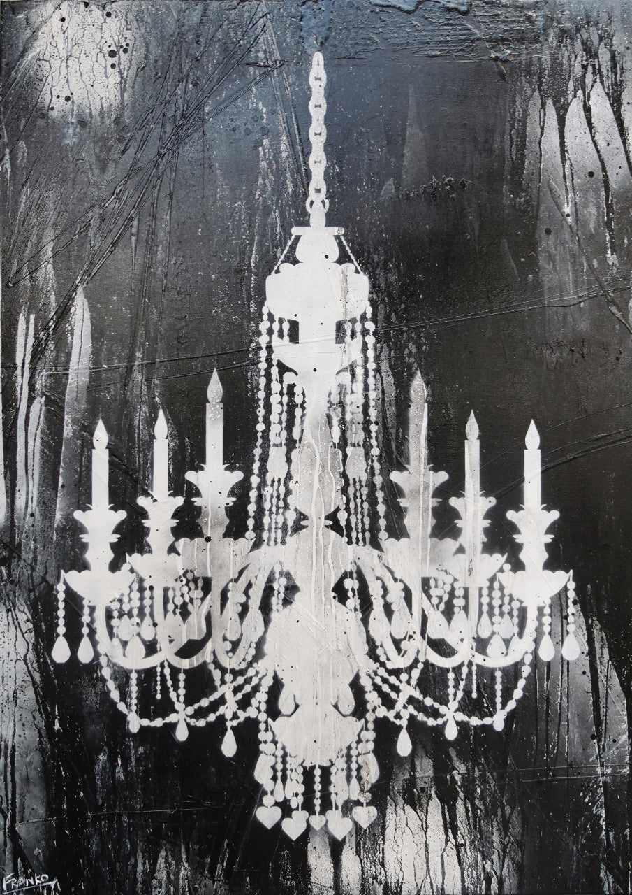 140cm x 100cm Textured Urban Pop Art Chandelier Painting - Modern Abstract Wall Decor for Living Room, Bedroom & Office