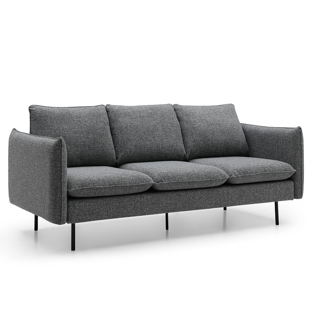 DALTON 3-Seater Sofa in Dark Grey & Black - Modern Living Room Furniture for Small Spaces & Apartments
