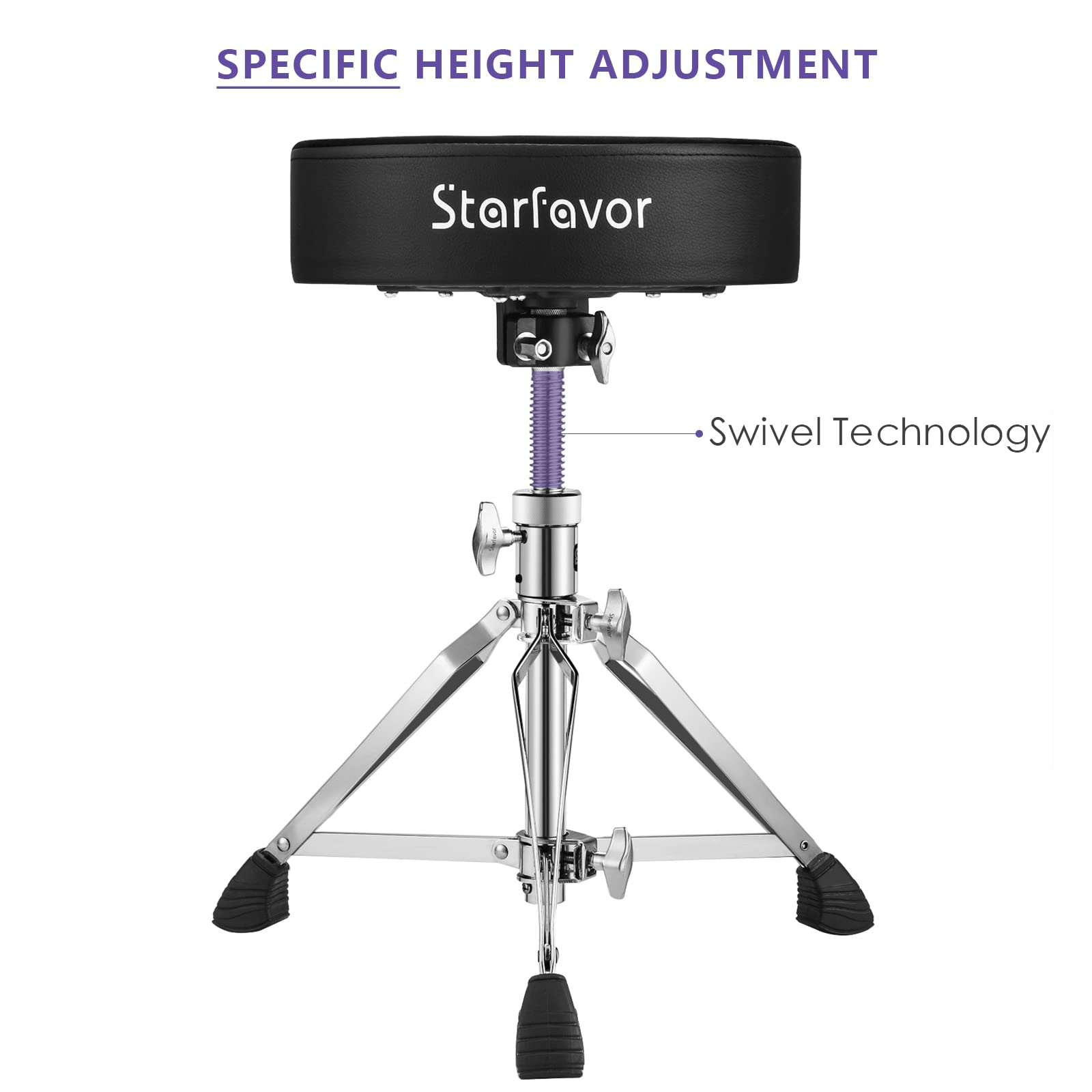 Starfavor Drum Practice Pad with Snare Stand & Adjustable Drum Throne Set - Includes 5A Drumsticks for Home Practice, Studio Sessions & Live Performances