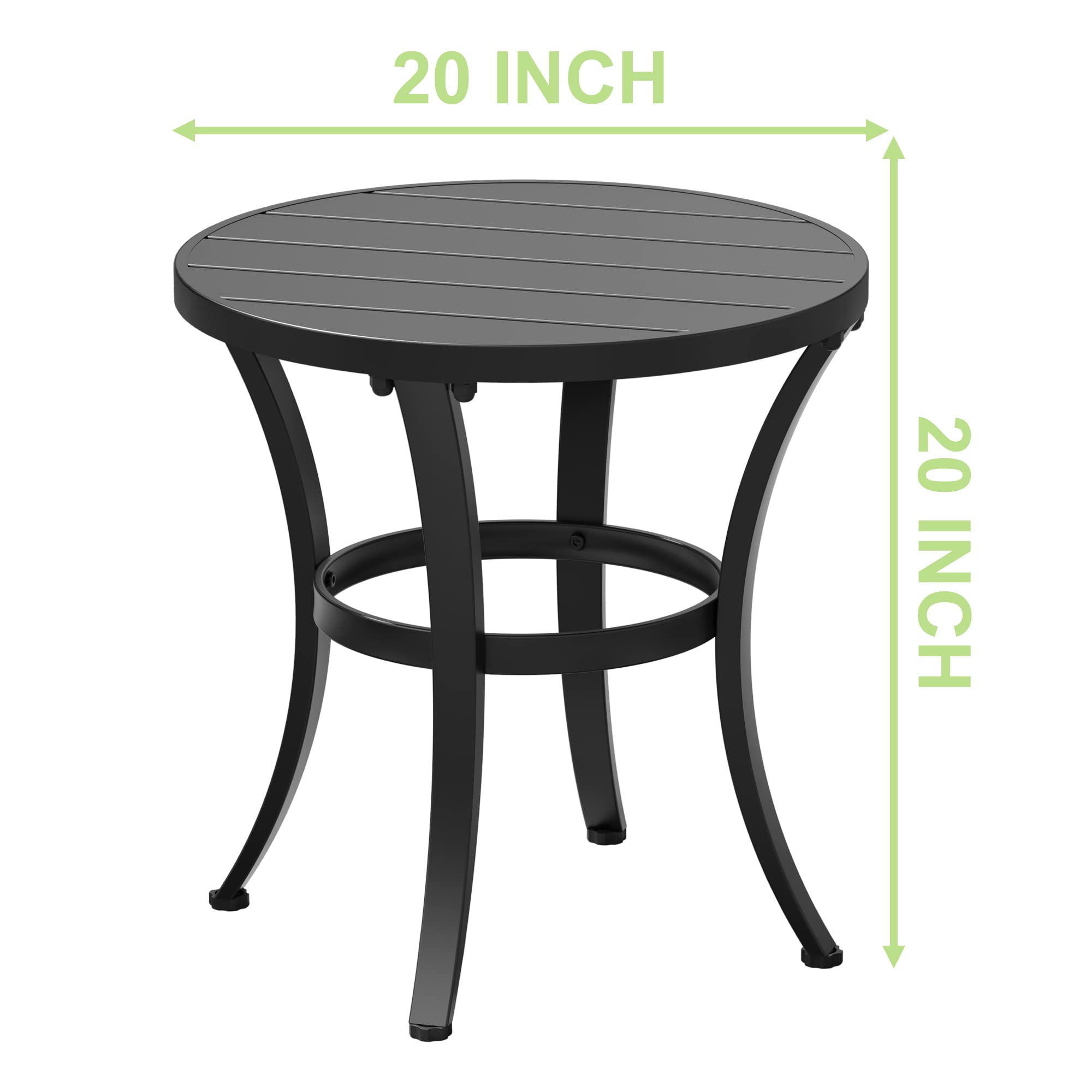 20 Inch Round Metal Outdoor Bistro Table - Adjustable Foot Pads, 8 LB Patio Dining & Side Table for Lawn, Garden, Balcony, Cafe (Indoor/Outdoor Use) - Perfect for Backyard BBQs, Poolside Lounging & Small Space Dining