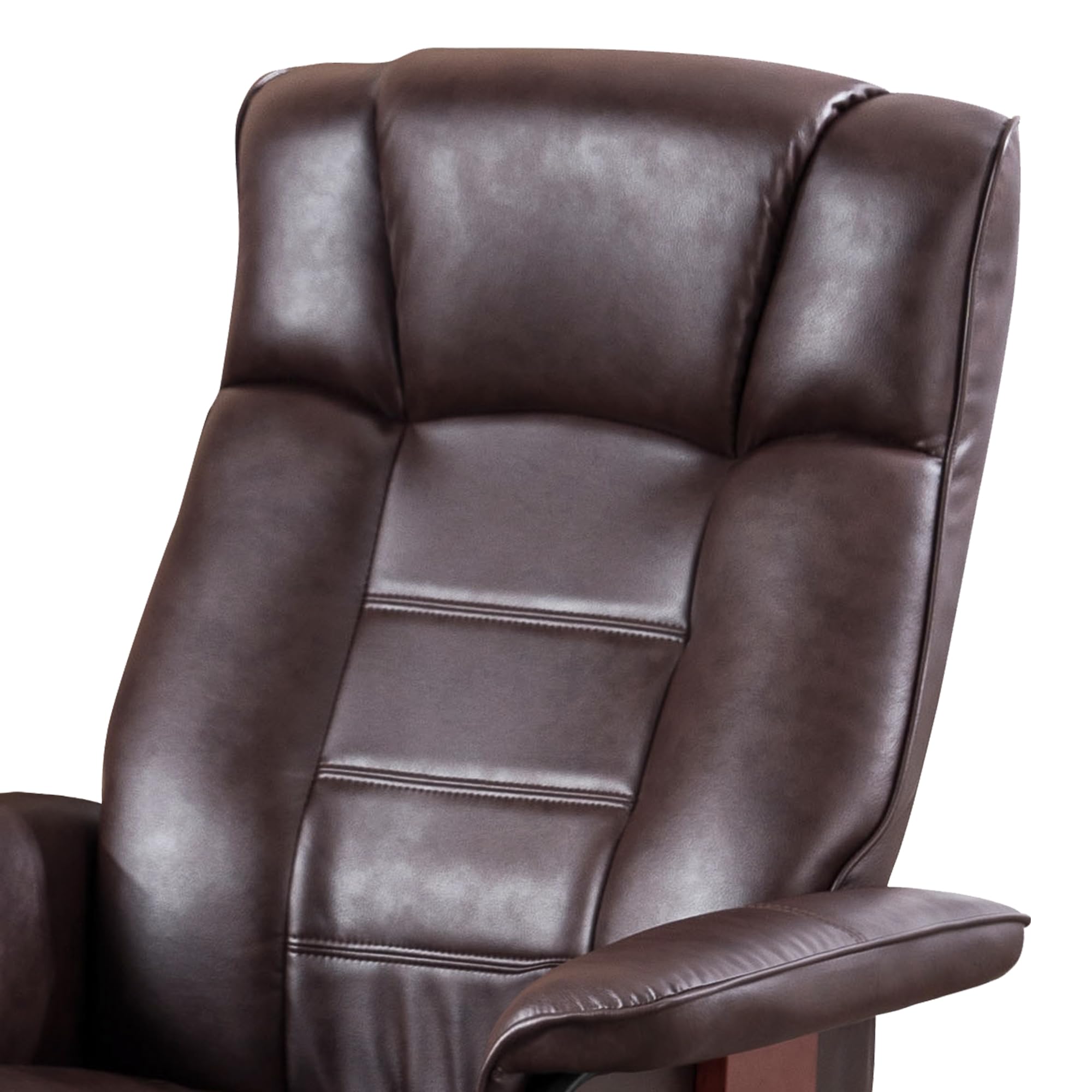 MCombo Manual Swivel Recliner Chair with Ottoman Set - Faux Leather Dark Brown Living Room Furniture for Small Spaces, RV, Bedroom & Office - Perfect for Relaxing, Reading & Watching TV