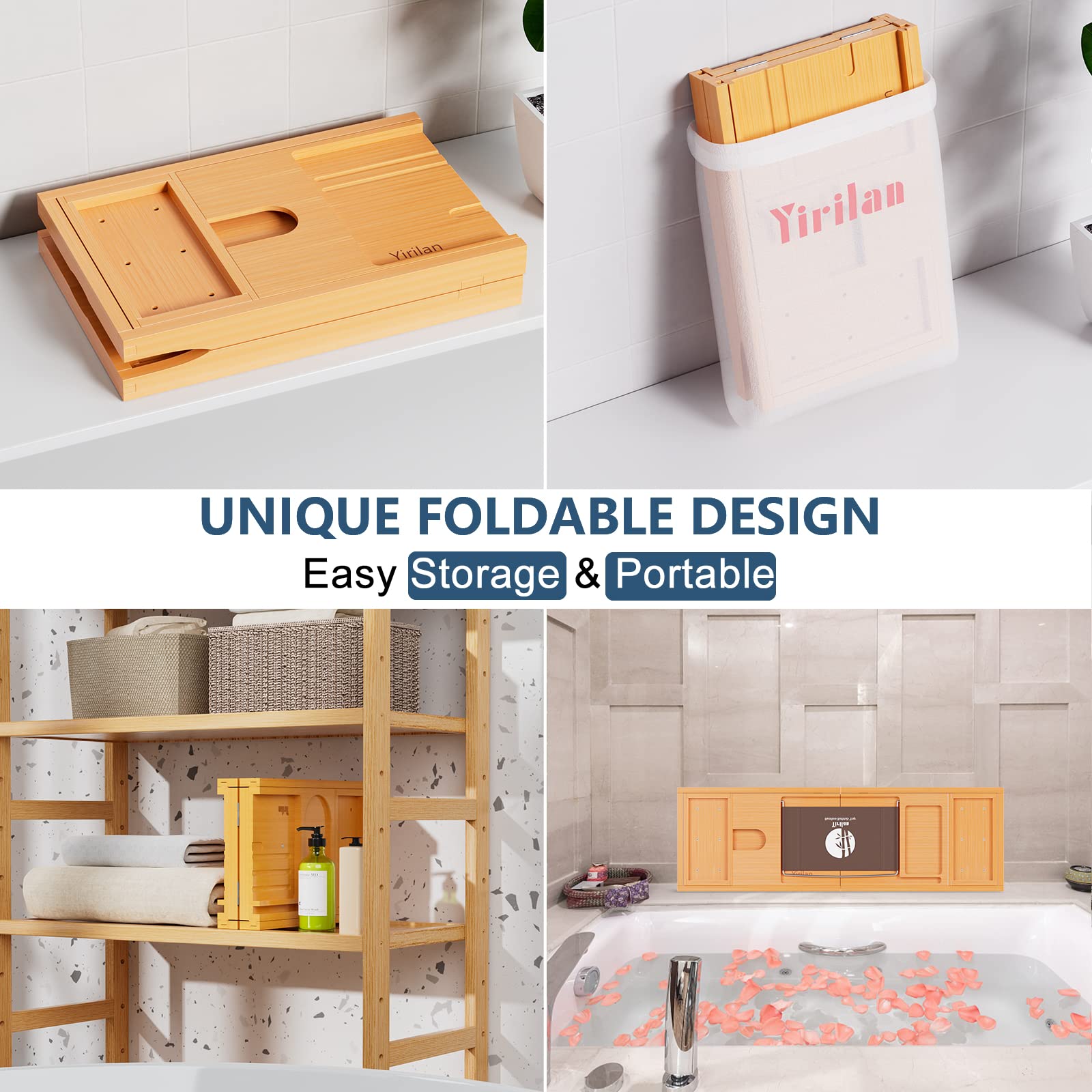 Premium Expandable Bathtub Tray Caddy - Adjustable Wooden Bath Tray for Relaxation, Reading & Spa - Perfect Housewarming Gift for Women & Men - Ideal for Bathroom, Spa Days & Self-Care Moments