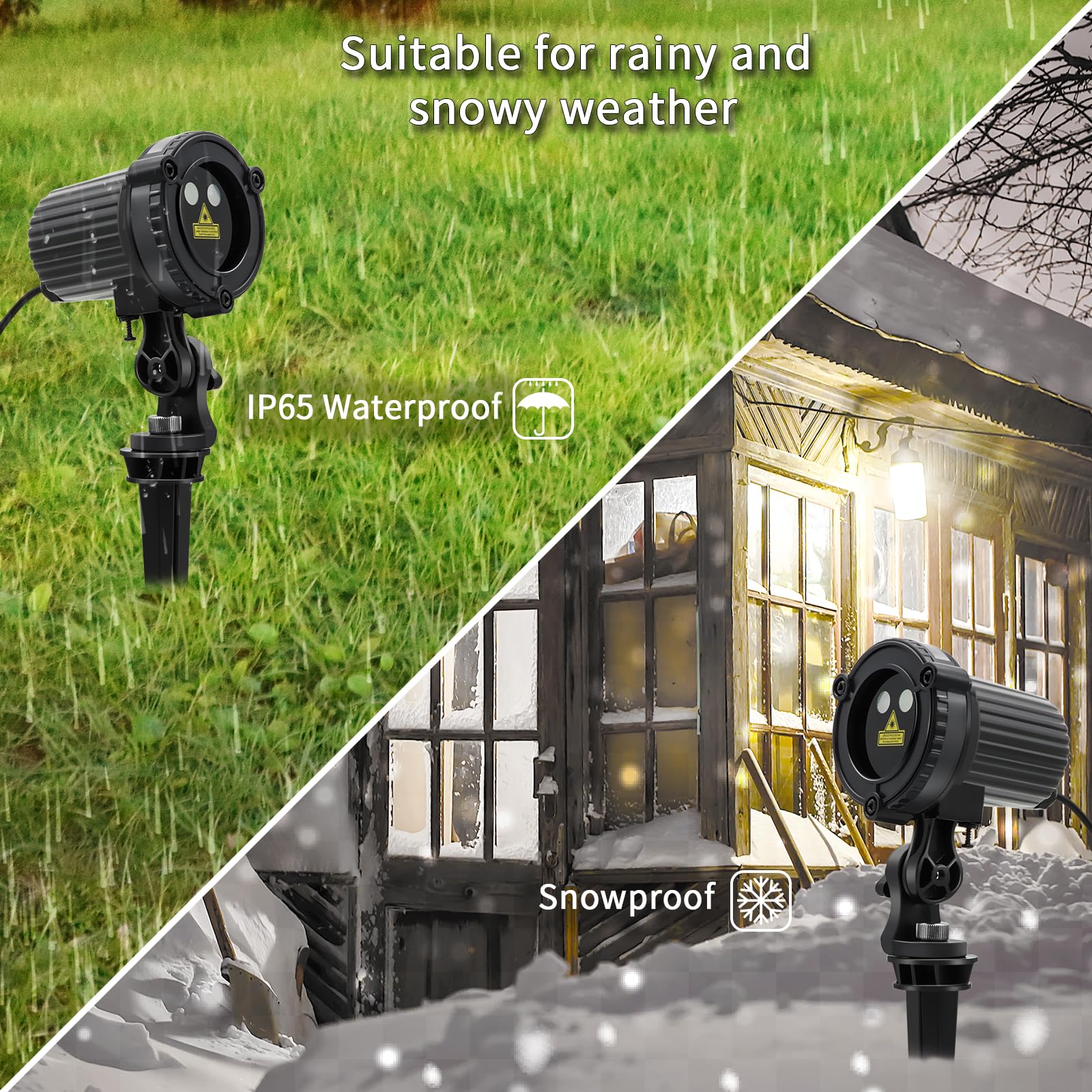 Christmas Laser Lights Outdoor - Red & Green Moving Laser Projector, Waterproof Garden & House Decoration for Holidays | Perfect for Yard, Lawn, Roof & Party Decor