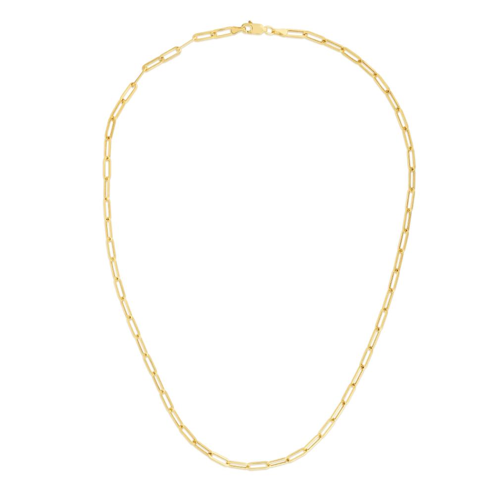 10K Gold 3.2mm Paperclip Chain Necklace - Dainty Minimalist Jewelry for Women - Perfect for Layering, Everyday Wear & Special Occasions