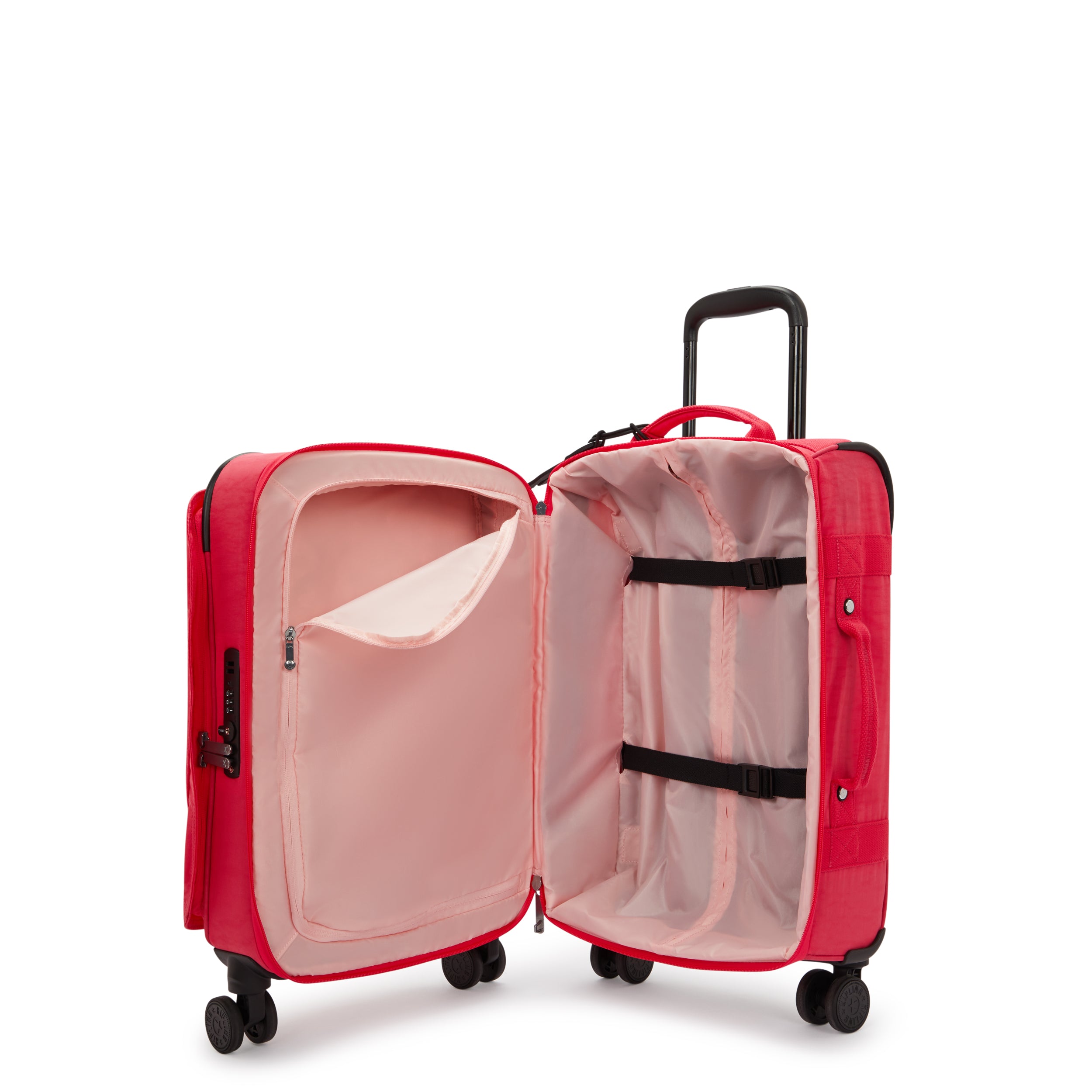 Kipling Spontaneous Small Rolling Luggage - Lightweight Carry-On Suitcase with 360° Wheels for Women, Resort Pink | Perfect for Business Travel, Weekend Getaways & Airplane Carry-On