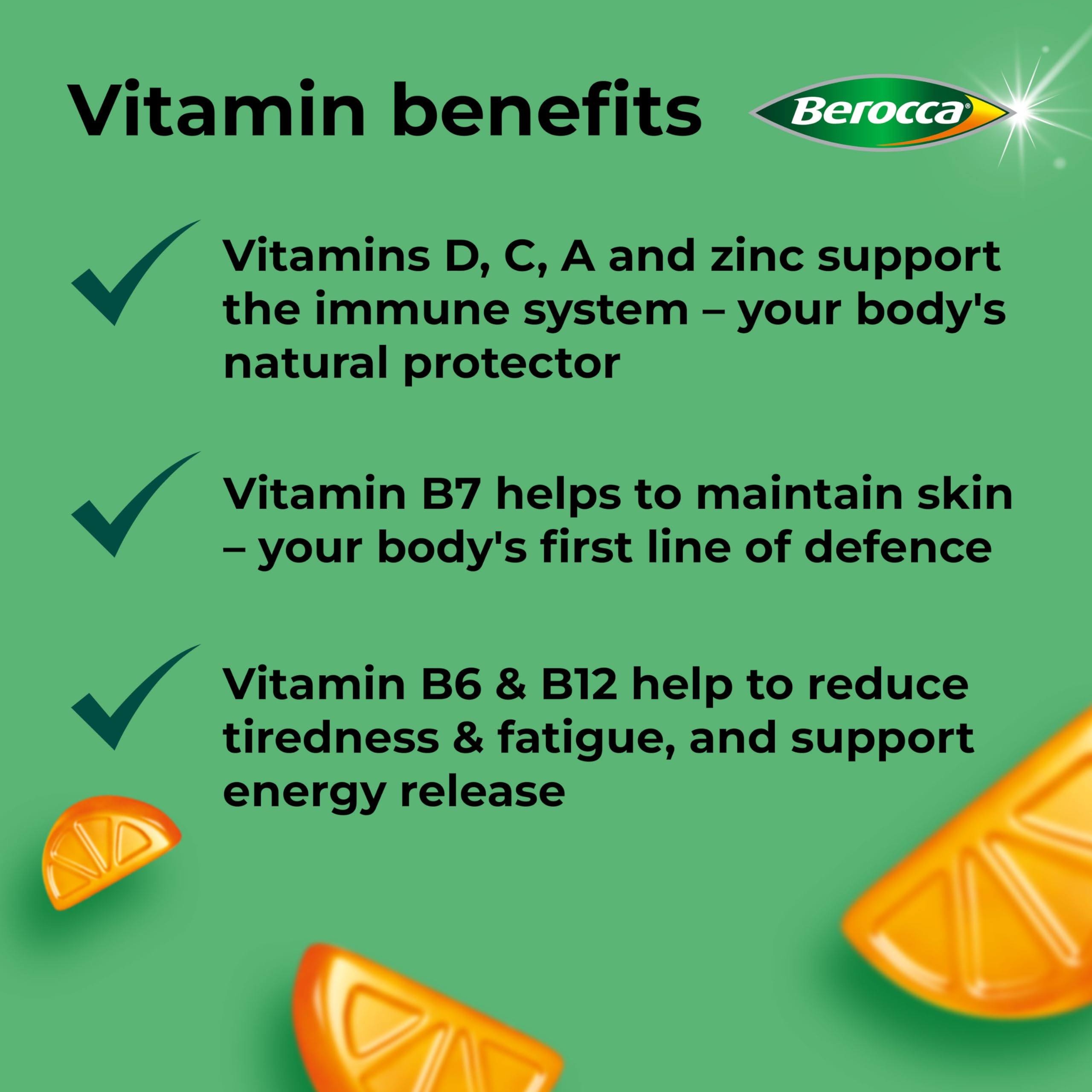 Berocca Immuno 60 Gummies - Orange Flavor Vitamin C & Zinc Supplement for Immune Support - Perfect for Daily Wellness & Travel Protection