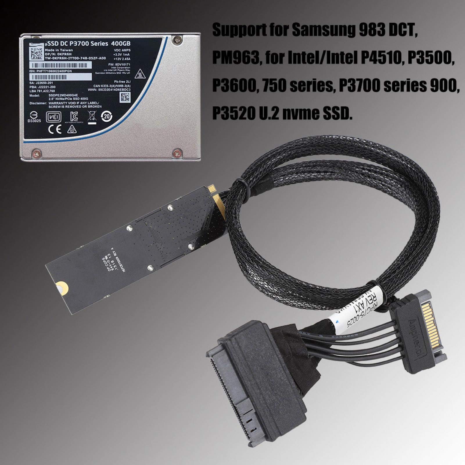 PUSOKEI U.2 to M.2 Adapter Cable - NVMe SSD Converter with PCIe Power (SFF-8639) for Intel P4510/P7501 - Compatible with Desktop PC, Server & Workstation - Ideal for Data Storage Expansion & High-Performance Computing