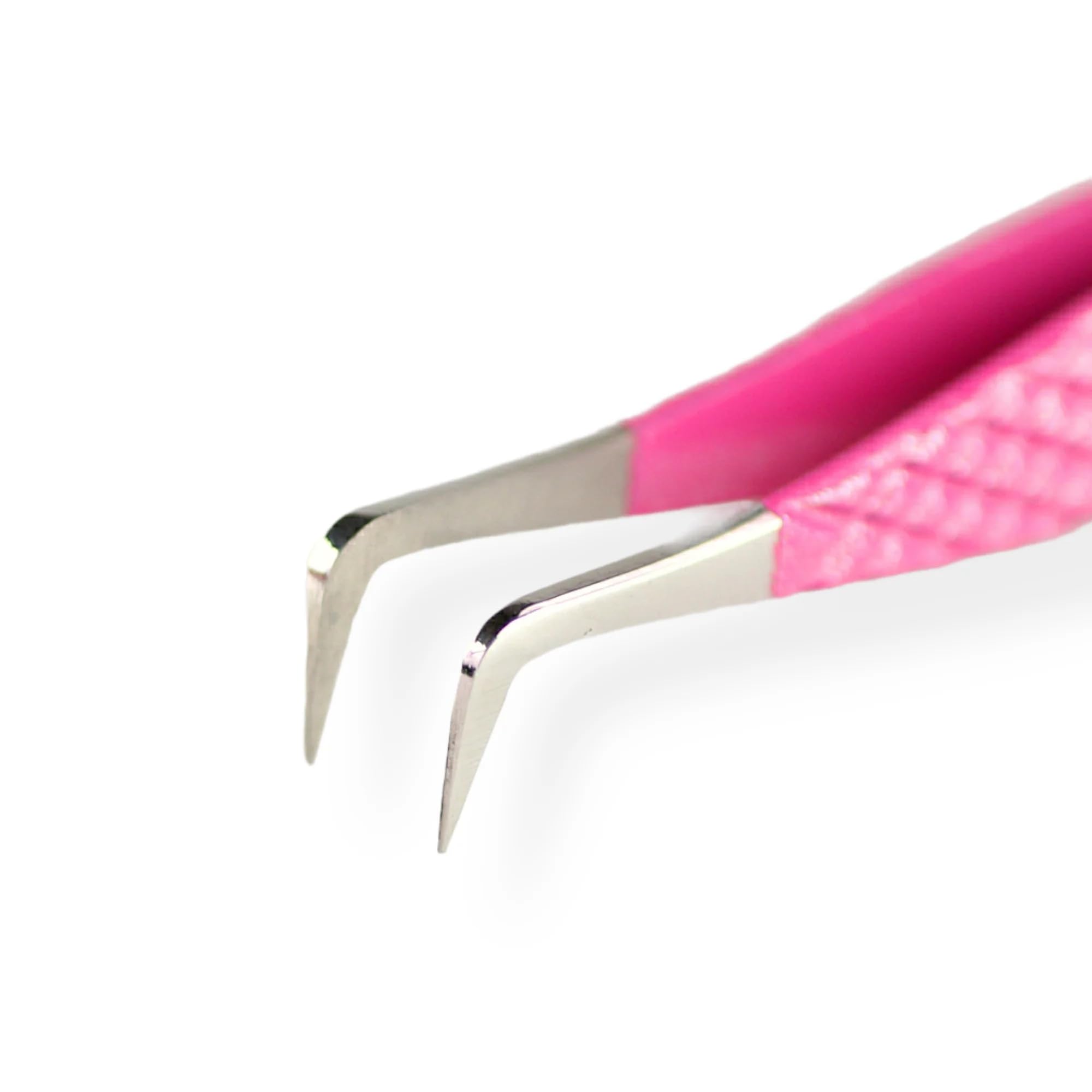 GladGirl Non-Slip Pink Glitter Diamond Grip Tweezers - 4.5