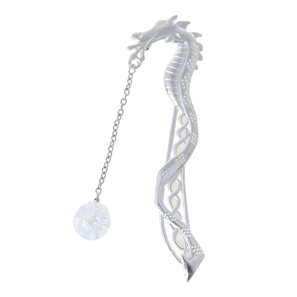 Vintage Glow-in-the-Dark Dragon Bookmark with Beaded Pendant - Unique Reading Accessory for Book Lovers & Students - Perfect Gift for Bookworms, Reading Enthusiasts & Stationery Collectors - Ideal for Night Reading, Study Sessions & Book Clubs