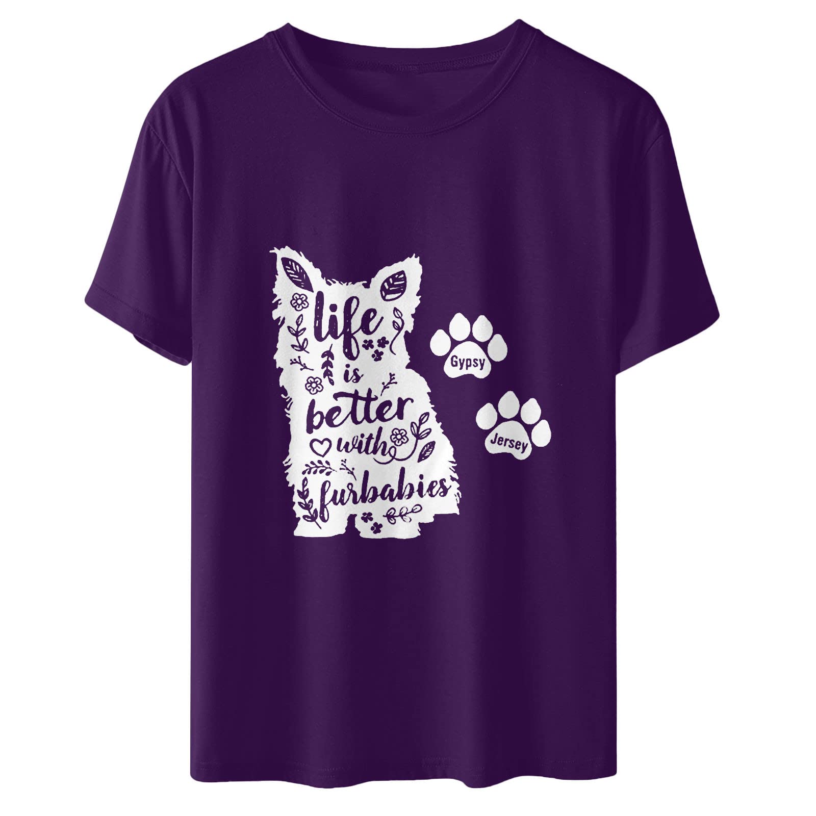 Plus Size Summer Tops for Women - Cute Swing & Crew Neck T-Shirts | Short Sleeve Blouses & Formal Shirts | Italian Fashion Printed Tops in Purple | Perfect for Casual Outings, Office Wear & Summer Vacations