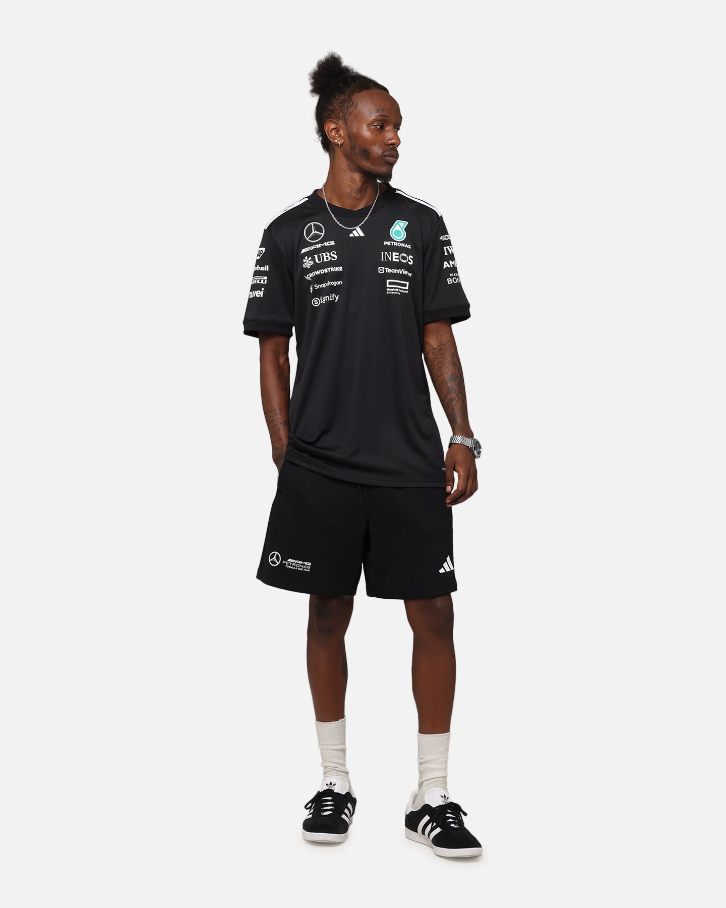 Adidas x Mercedes AMG Petronas F1 Team 2025 Official Driver T-Shirt - Black | Formula One Racing Fan Apparel & Casual Wear