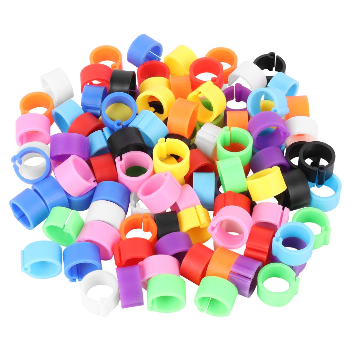 Colorful Plastic Bird Leg Bands - 8mm Pigeon Foot Rings for Identification (100pcs) | Durable Chicken Leg Bands for Poultry, Parrots & Pet Birds | Perfect for Breeding, Racing & Bird Shows