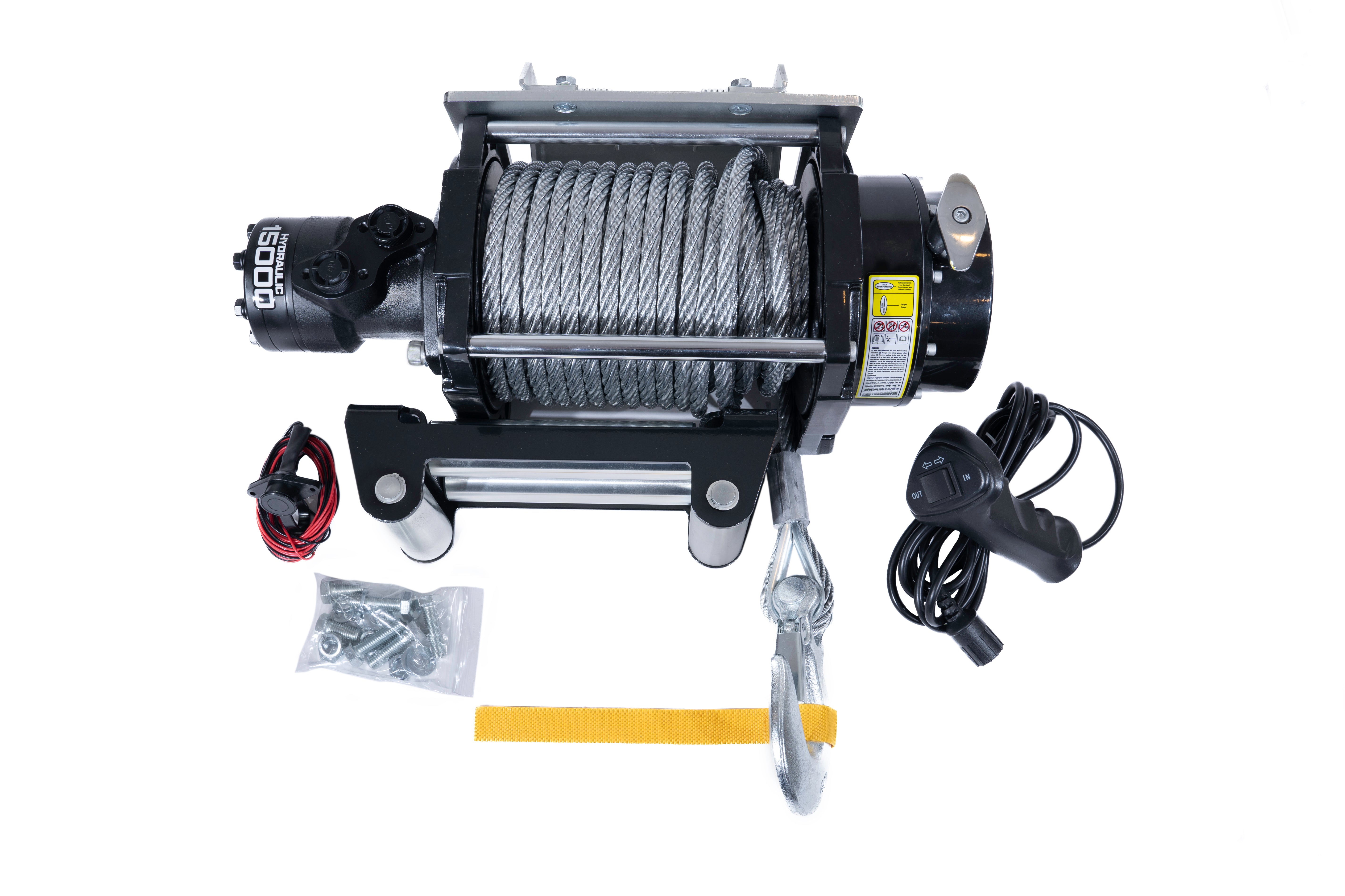 DK2 15000NH 15,000 lbs Hydraulic Winch with Steel Cable - Heavy Duty Off-Road Recovery, Towing & Industrial Use