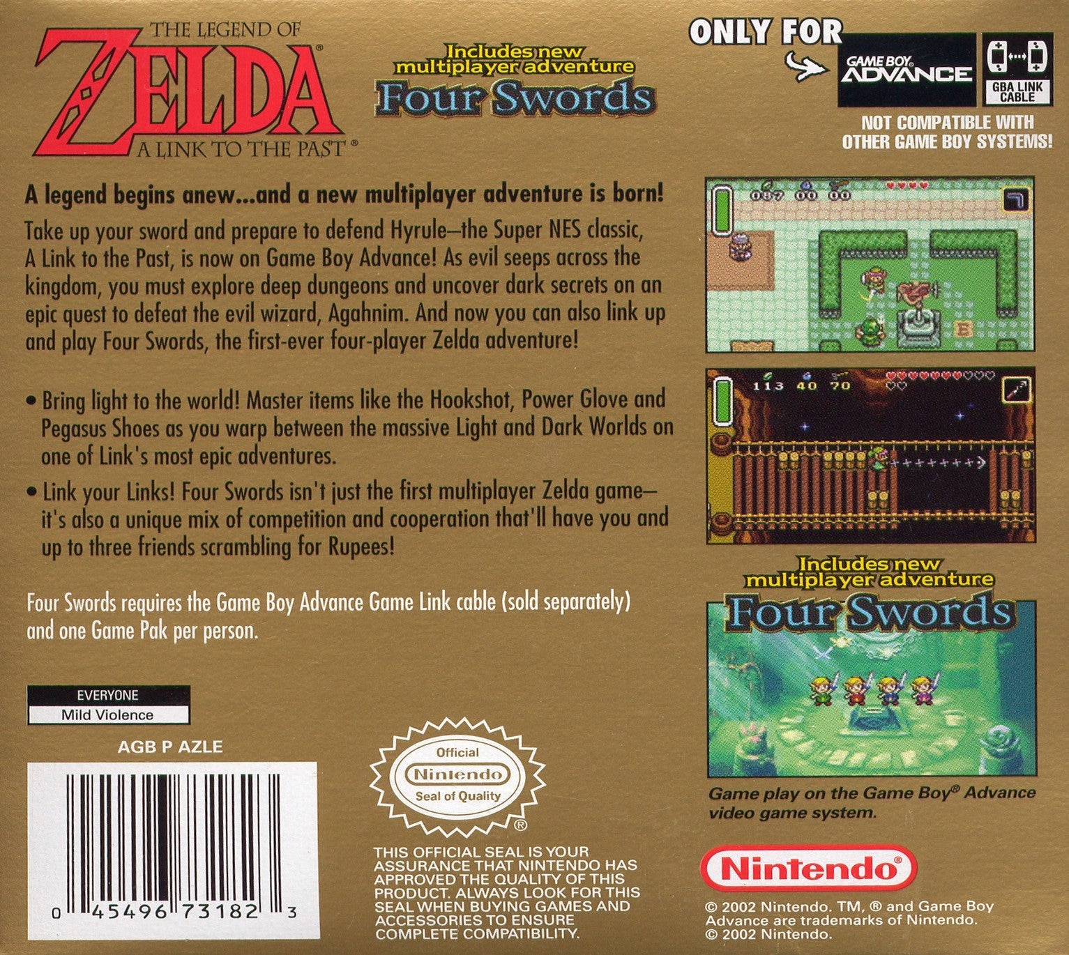 The Legend of Zelda: A Link to the Past & Four Swords - Classic Nintendo Adventure Game for Switch & GBA | Perfect for Retro Gaming Fans & Zelda Collectors