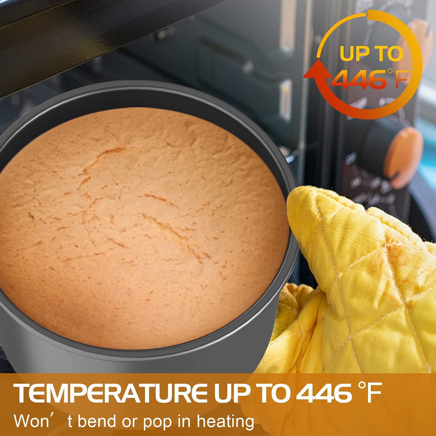 CHEFMADE 6-Inch Round Cake Pan with Removable Bottom - Nonstick Quick Release Coating for Chiffon, Cheesecake & Baking - Oven & Instant Pot Safe - Perfect for Birthdays, Parties & Home Baking (Black)