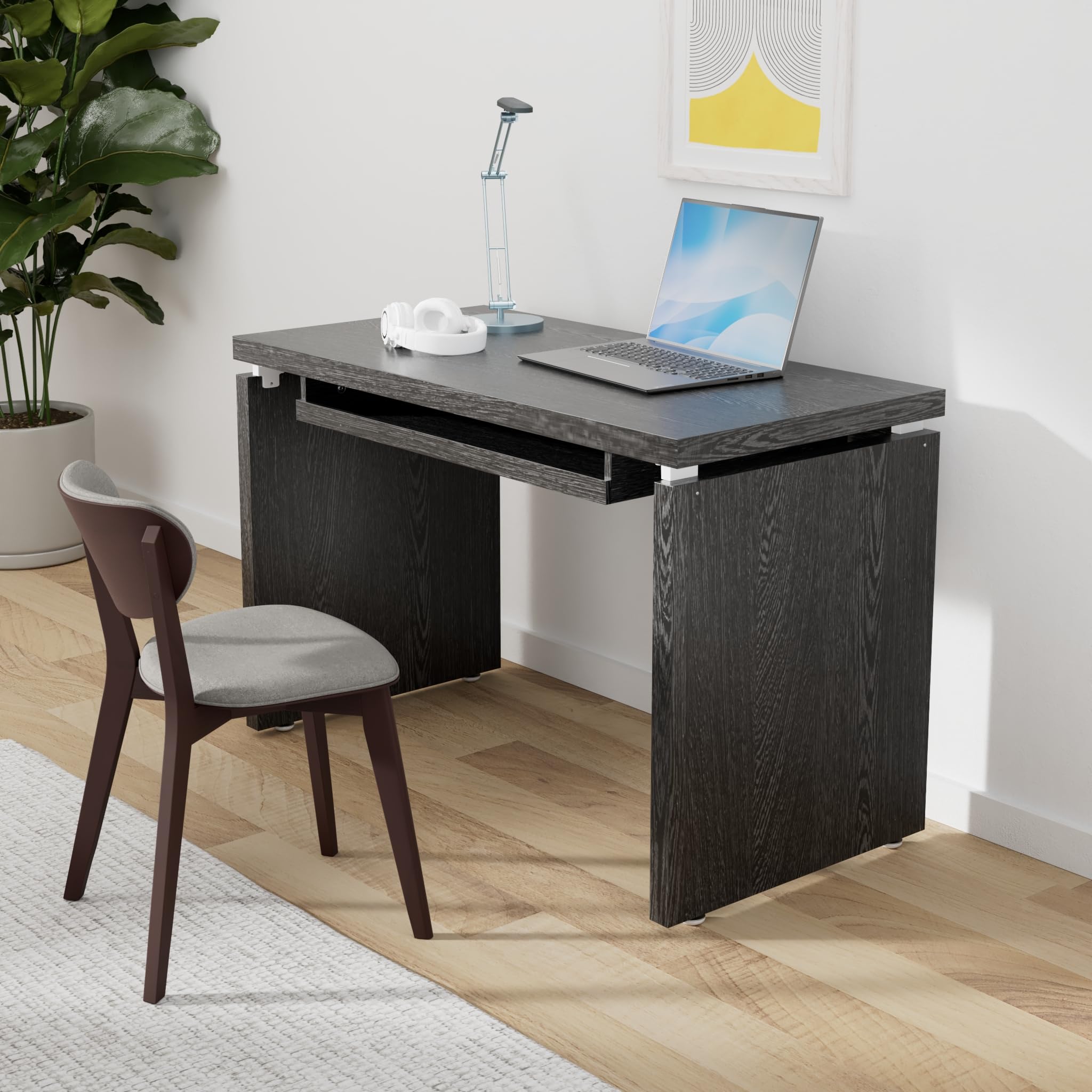 Coaster Home Furnishings CO-800821 Black Computer Desk with 2 Drawers & CPU Stand - Perfect for Home Office, Gaming Setup, and Small Workspace