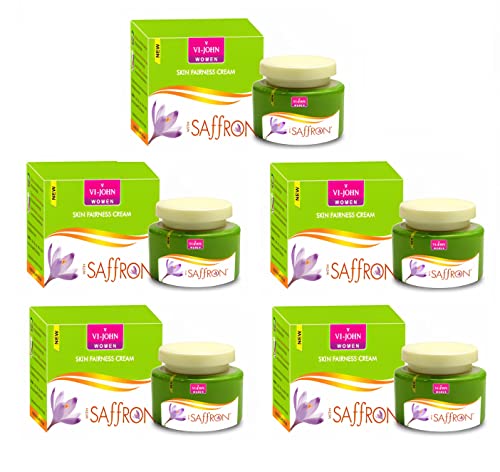 Organic Saffron Skin Whitening Cream with Vitamin E & Mulberry Extract - Dark Spot Remover & Fairness Treatment for All Skin Types - 50g (Pack of 5) - Perfect for Daily Skincare Routine & Brightening Dull Complexion