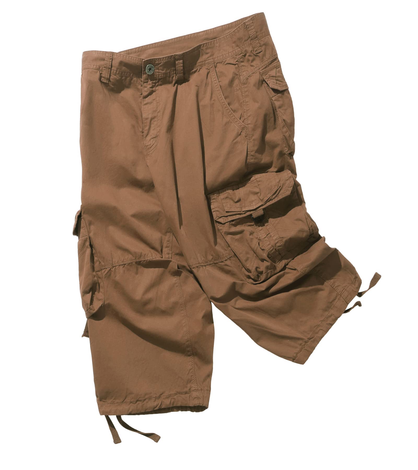 Men's 3/4 Length Cargo Shorts - Below The Knee Stretch Comfort Fit Outdoor Hiking & Summer Casual Wear