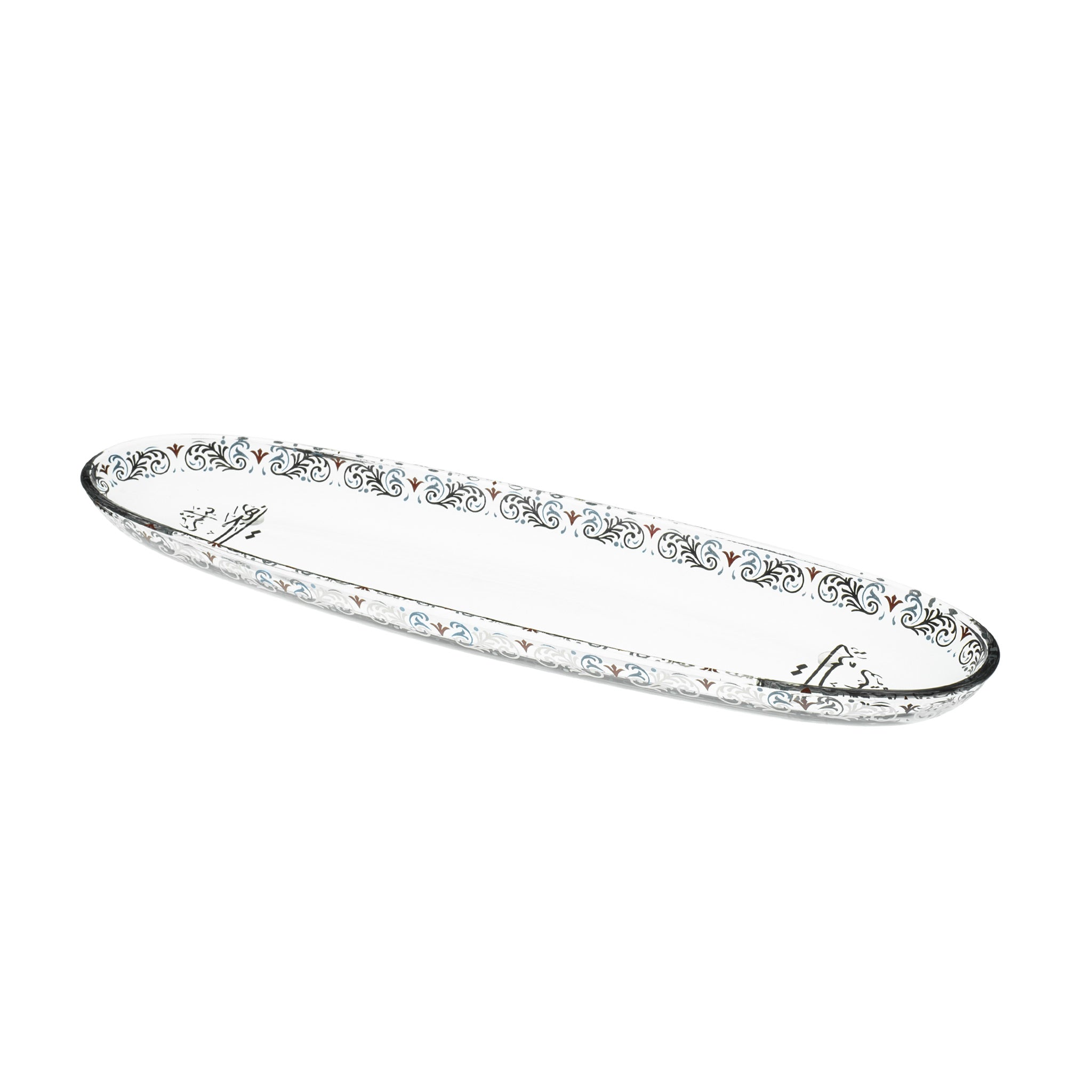 Dimlaj Suroor Medium Oval Plate in Platinum - Elegant Serving Dish for Dinner Parties, Weddings & Home Decor