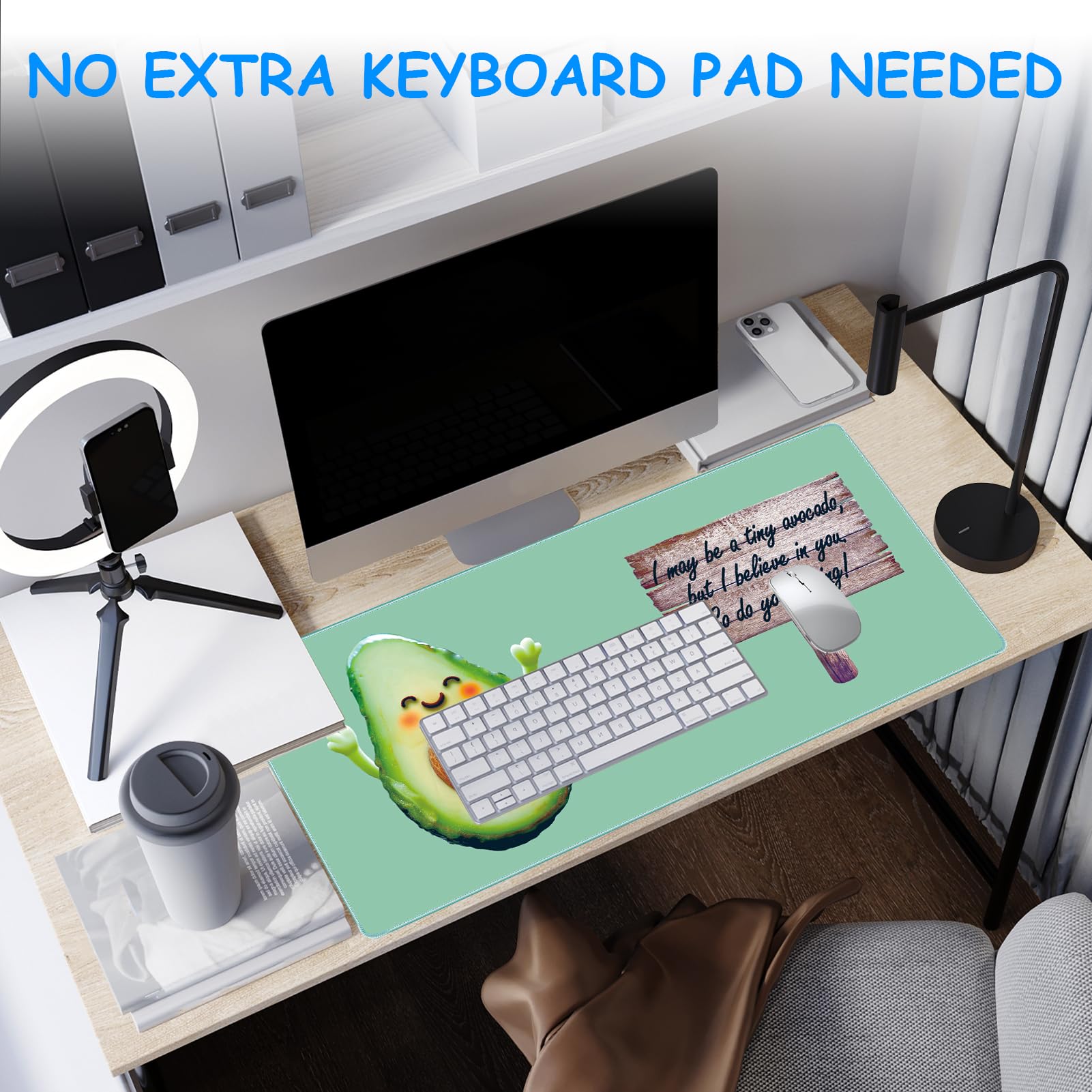 Ultra Large Gaming Mouse Pad - 35.4 x 15.7 Inch Non-Slip Rubber Base Desk Mat for Home Office & PC Gaming | Thick XXXL Mousepad for Work & Play | Avocado Design | Perfect for Computer Desks & Workspaces