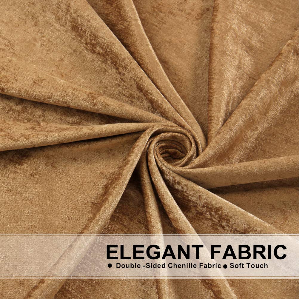ELKCA Bronze Chenille Waterfall Valance - 4 Hollow Swags Window Curtain Panel for Living Room, Bedroom & Kitchen - Elegant Window Treatment for Home Decor