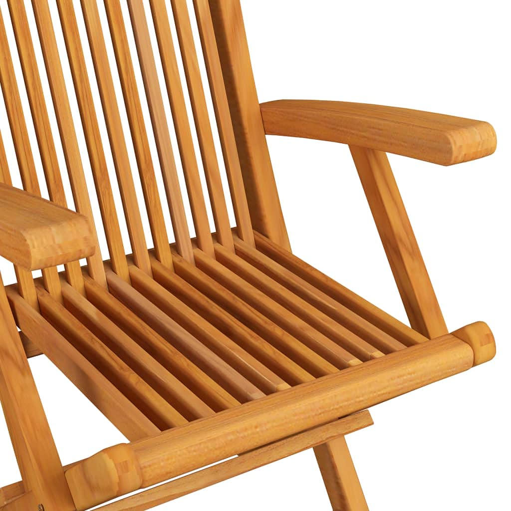 vidaXL Foldable Patio Chairs Set of 4 - Solid Teak Wood with Ergonomic Design - Easy Storage & Low Maintenance - Perfect for Outdoor Dining, Poolside Relaxation & Indoor Decor