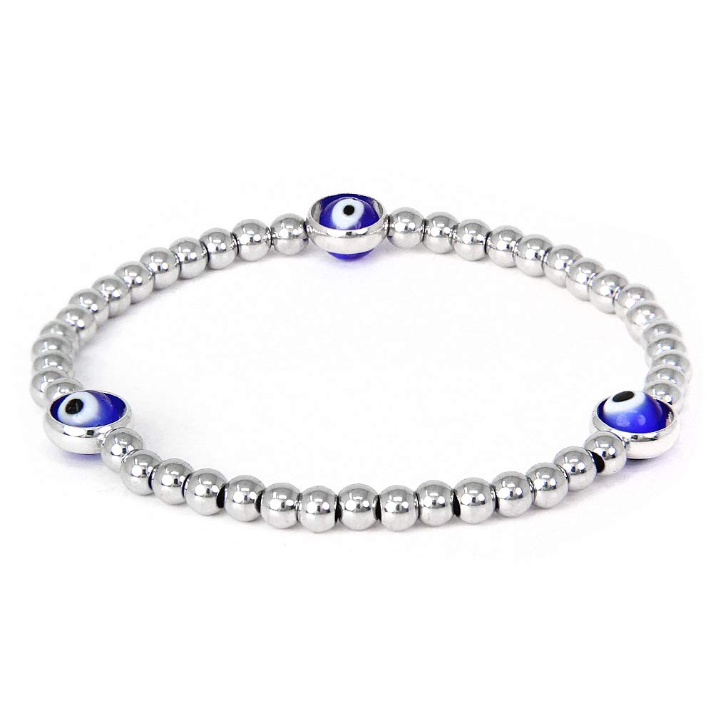 Fashion Stainless Steel Charm Rhinestone Beaded Stretch Bracelet for Women & Teen Girls - Gold & Silver Elegant Elastic Bracelets for Parties, Gifts & Everyday Wear