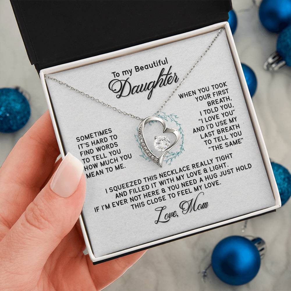 Beautiful Jewelry Necklace for Daughter - Thoughtful Gift from Mom in White or Yellow Gold Finish - Perfect for Birthdays, Graduation & Special Occasions