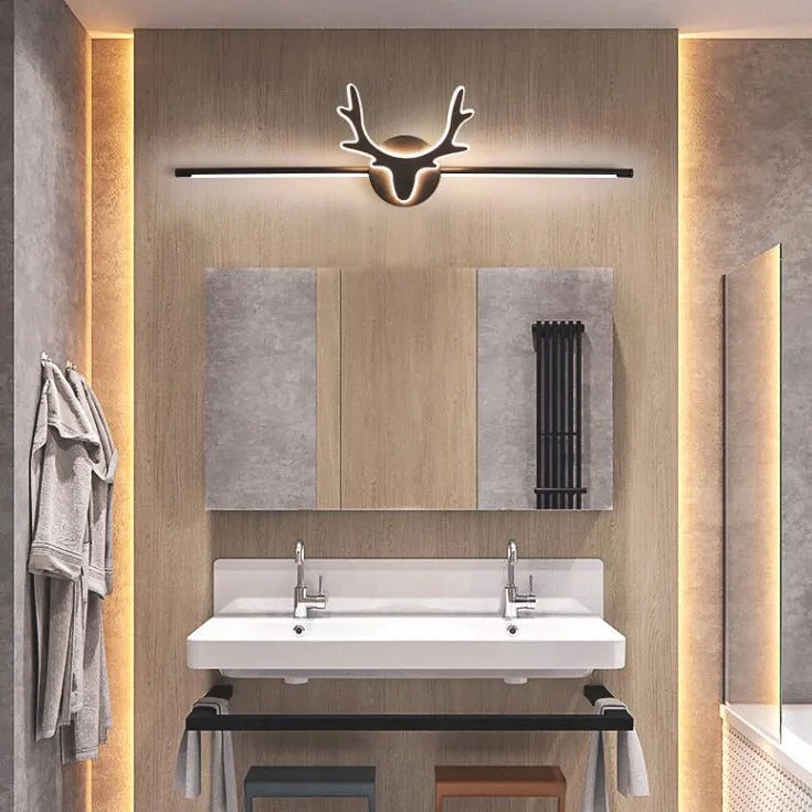 Deer Antler LED Bathroom Mirror Light - Modern Vanity Mirror with Flush Mount for Makeup & Shaving - Perfect for Bathrooms, Bedrooms, and Dressing Rooms