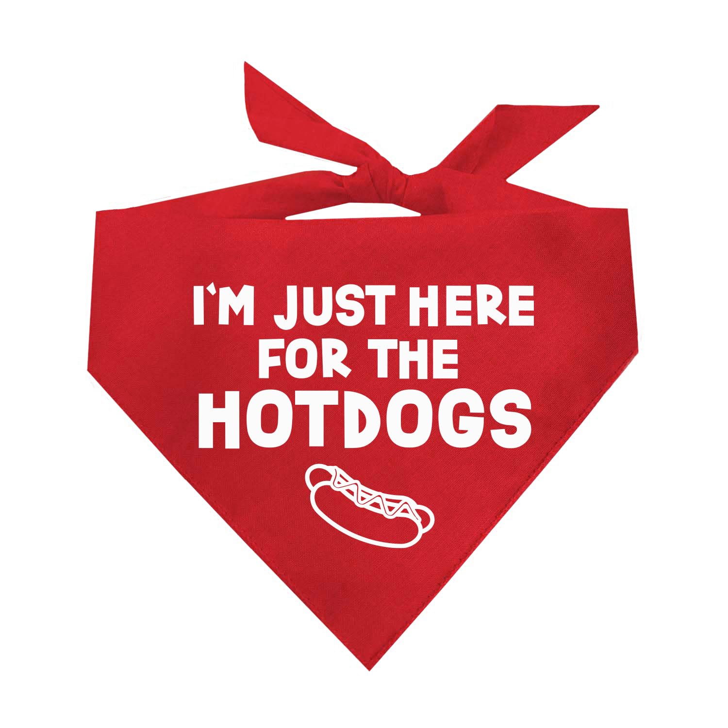 I'm Just Here for The Hot Dogs Dog Bandana - Red, One Size Fits Most (750) - Perfect for BBQ Parties, Pet Events & Summer Outings