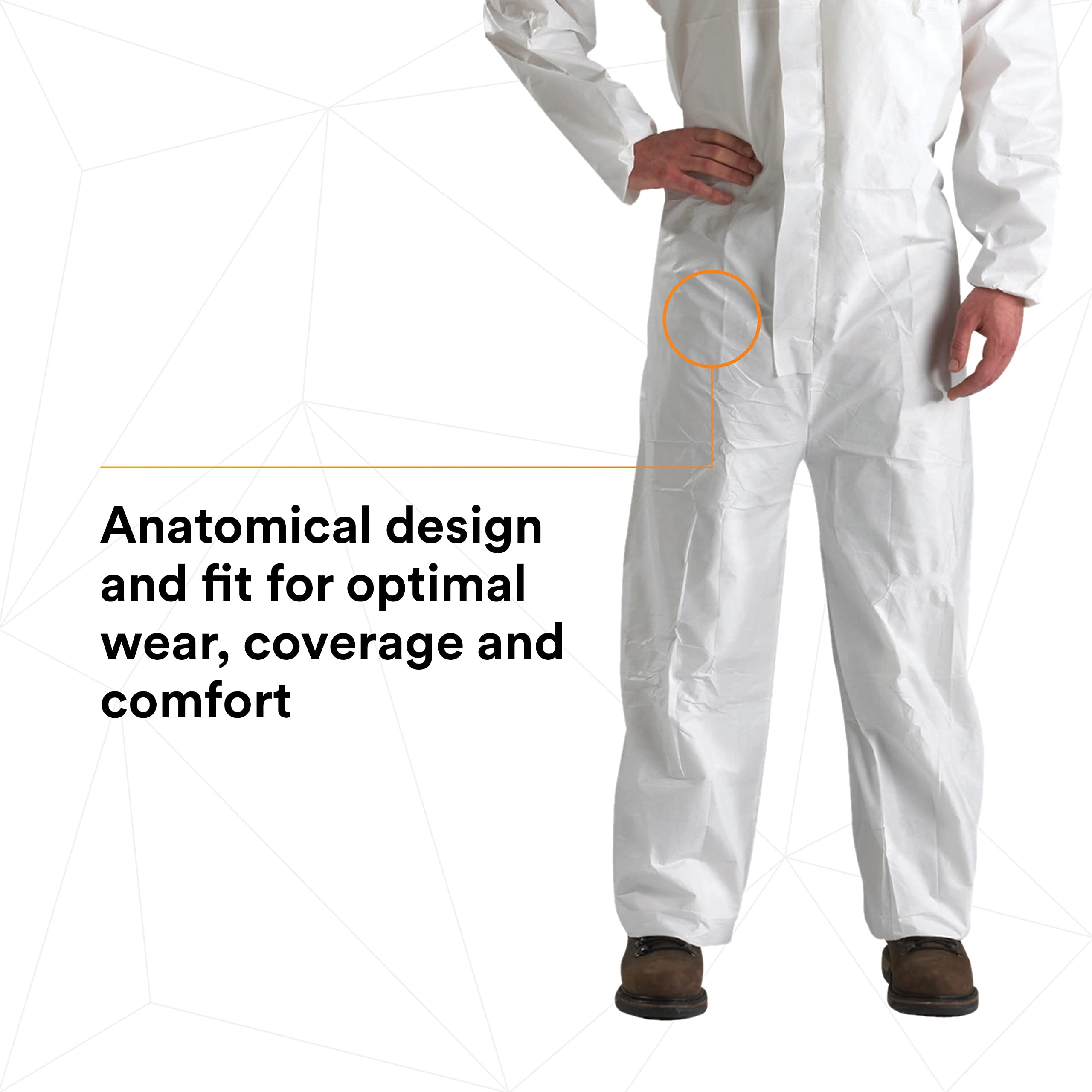 3M 4510 Disposable Microporous Laminate Coverall with Elastic Cuffs - White, Medium (25-Pack) | Protective Workwear for Healthcare, Construction & Industrial Safety