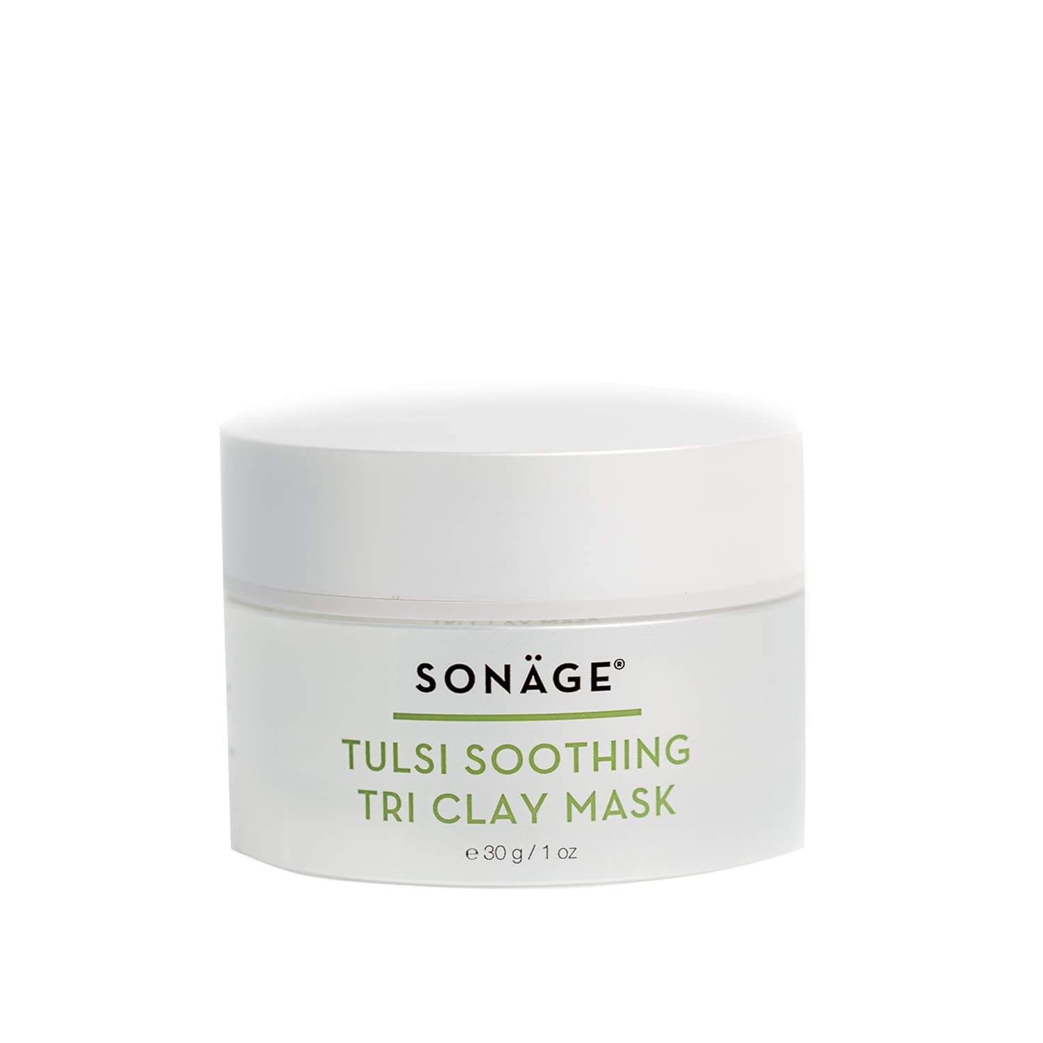 SONAGE Tulsi Soothing Tri Clay Mask for Acne Treatment - Mineral Rich Deep Pore Cleansing Mask with Neem Oil & Turmeric | Detoxifying Facial Mask for Oily & Acne-Prone Skin | Perfect for Spa Nights & Self-Care Routines