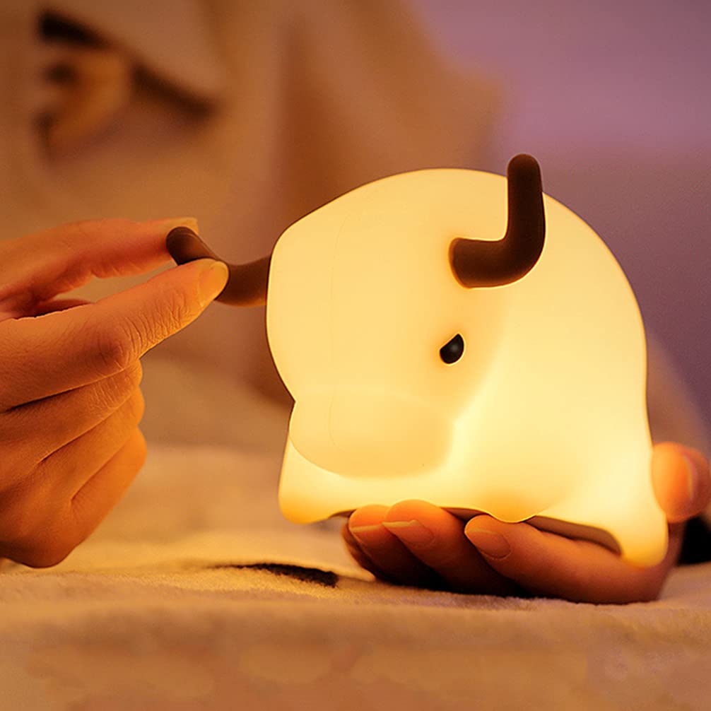 Uonlytech 1pc Silicone LED Night Light - Cute Calf Design, Soft Nursery Light for Baby Room, Bedside Lamp for Kids & Adults - Perfect for Bedtime, Nursing, Travel & Relaxation