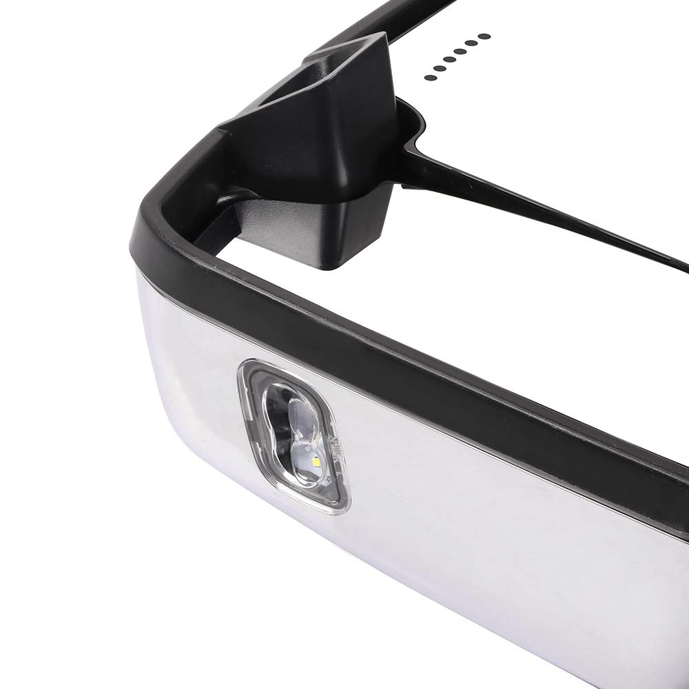 CCiyu Chrome Power-Adjusted Heated Towing Mirrors with LED Turn Signal & Puddle Light - Compatible with 2015-2019 GMC Sierra 2500/3500 Pickup (LH Left & RH Right) - Perfect for Enhanced Visibility & Safety During Towing, Night Driving & Off-Road Adventures