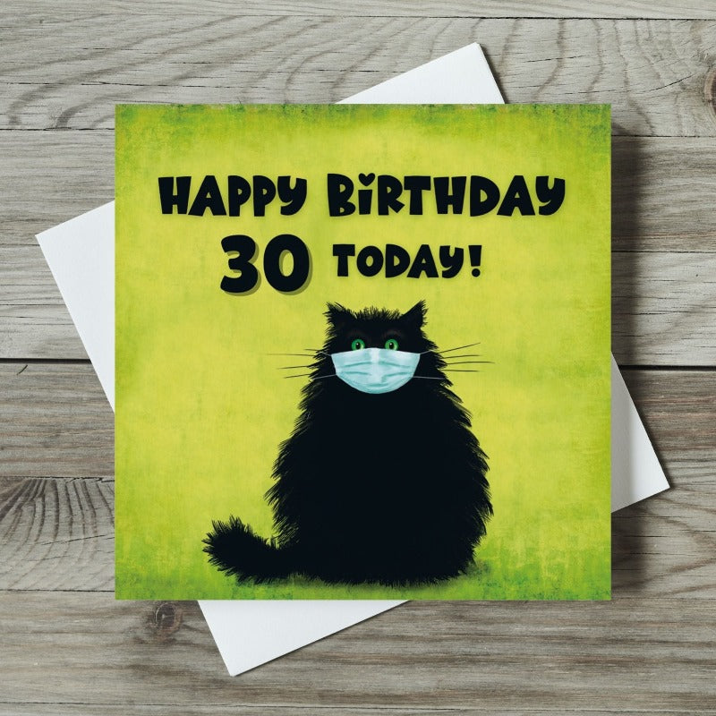 The Masketeer Cat 30th Birthday Card - Funny Cat Lover Greeting Card for Milestone Birthdays - Perfect for Cat Enthusiasts & 30-Year-Old Celebrations