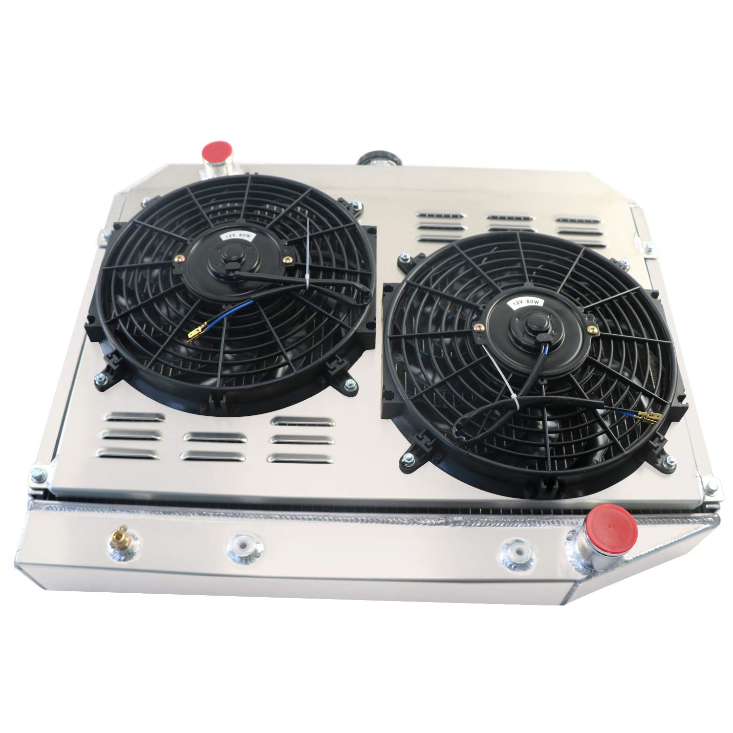 4-Row Aluminum Radiator with Shroud & Fan Kit - Compatible with 68-74 Dodge Challenger/Charger/Coronet & 68-73 Plymouth Barracuda/Satellite 4.5L 5.2L 5.6L 5.9L V8 Gas Engine - High-Performance Cooling Upgrade for Classic Muscle Cars