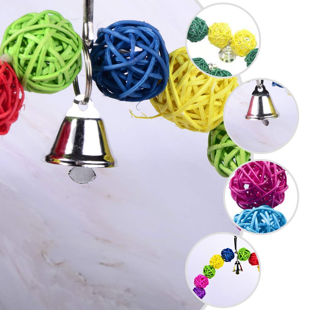 Balacoo 2-Pack Parrot Chew Toys with Bell - Natural Rattan Bird Chewing Balls for Parrots, Budgies & Parakeets - Fun Interactive Pet Bird Toys for Cage Play & Mental Stimulation