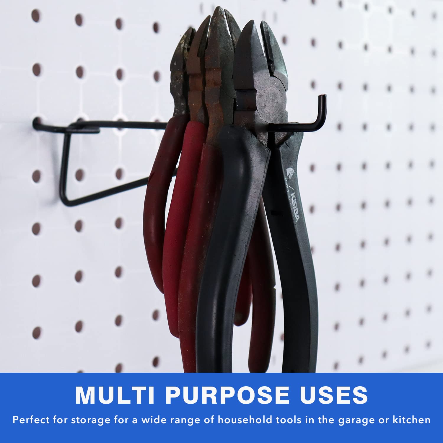 8Pcs Black Metal Pegboard Hooks - Heavy Duty 1/4
