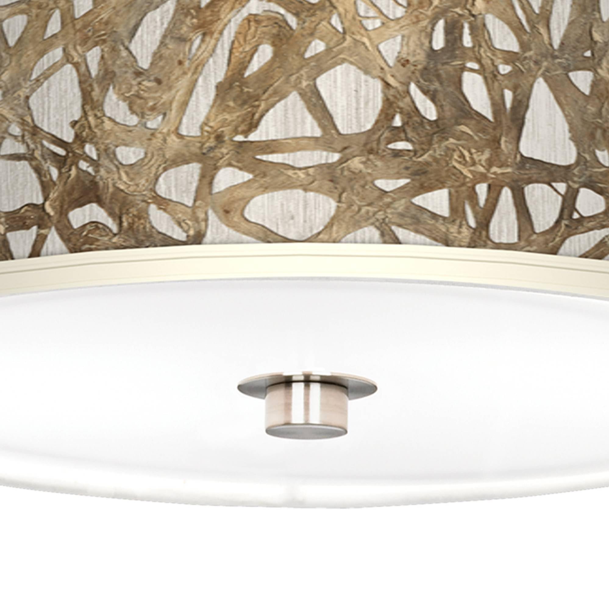 Energy Efficient Organic Nest Giclee Nickel Ceiling Light with Printed Shade - Perfect for Eco-Friendly Bedroom, Living Room & Office Lighting