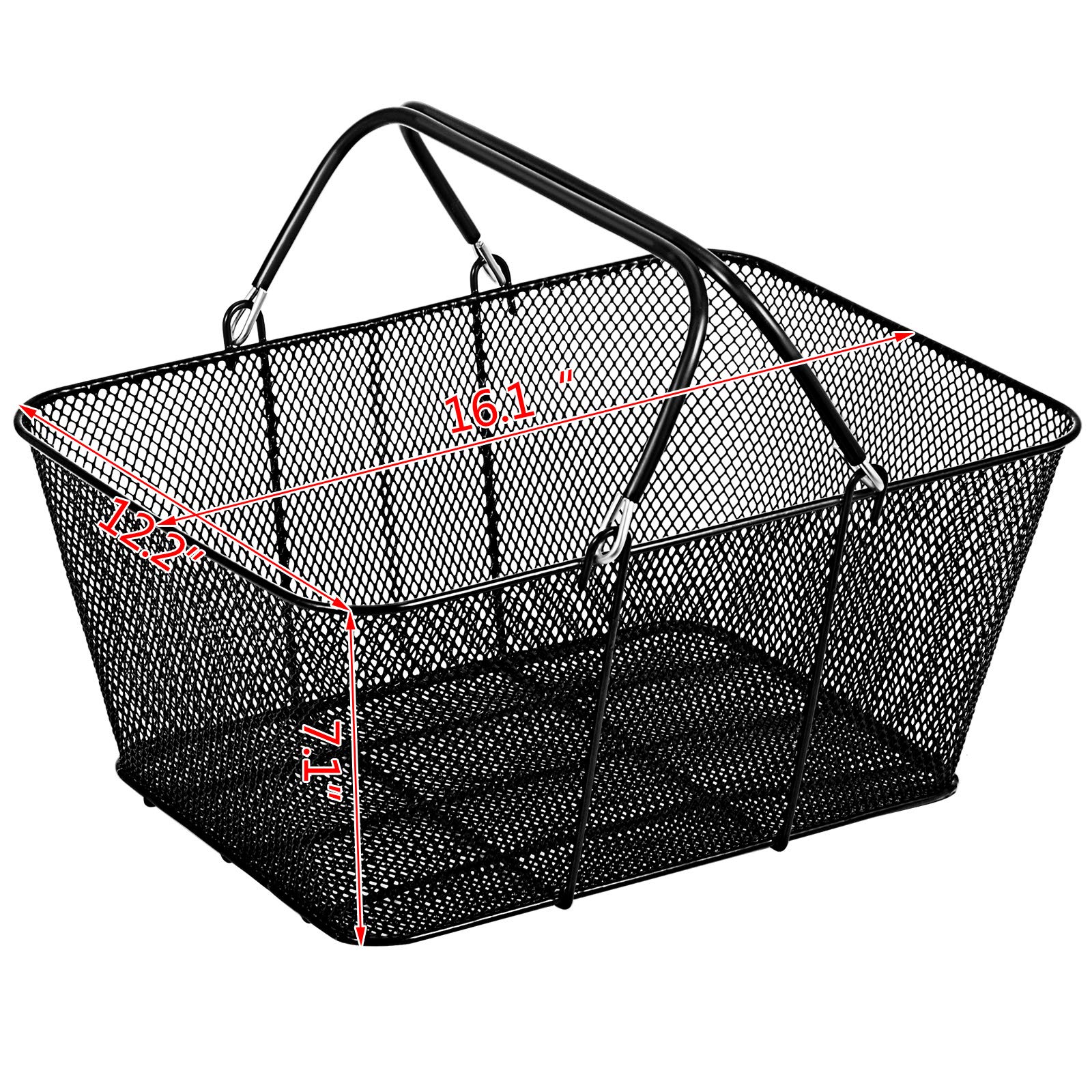 VEVOR 12-Pack Black Metal Shopping Baskets with Handles - Portable Wire Mesh Baskets for Supermarkets, Retail Stores & Grocery Shopping - Durable & Stylish for Home, Office & Commercial Use
