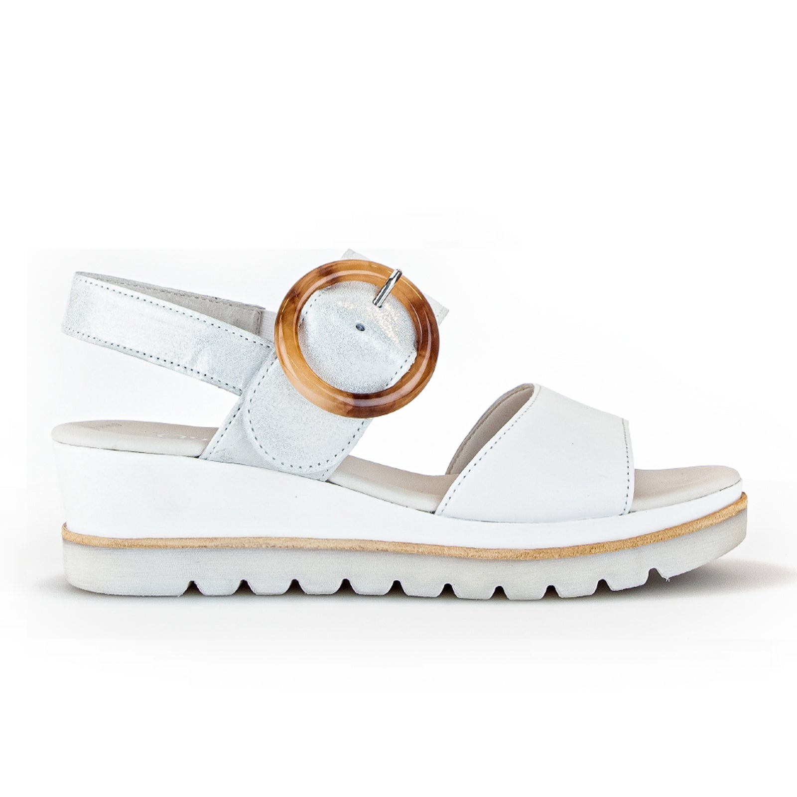 Gabor 44645 31 Women's Platform Wedge Sandal in Weiss/Ice Nappa - Comfortable Summer Shoes for Beach, Vacation & Casual Outings
